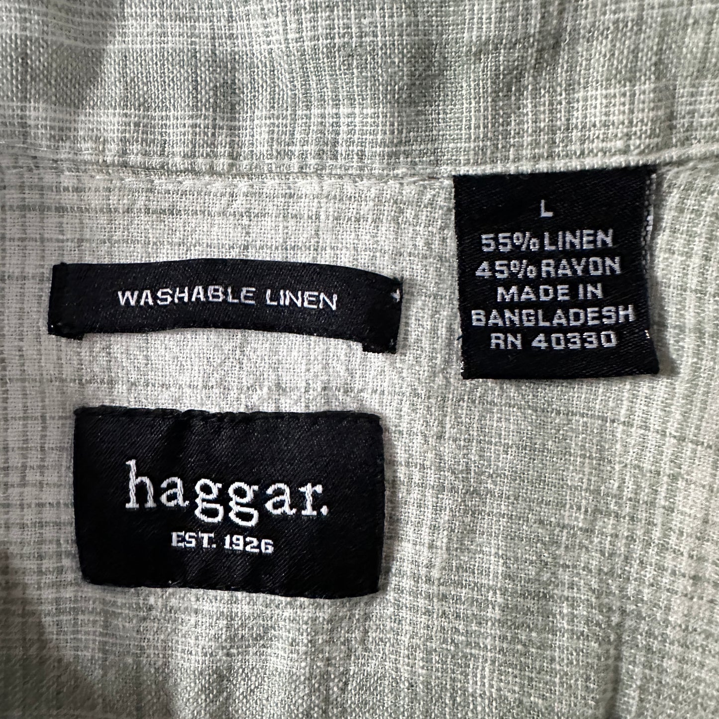 Linen Rayon Linen Plaid Short Sleeve Shirt L