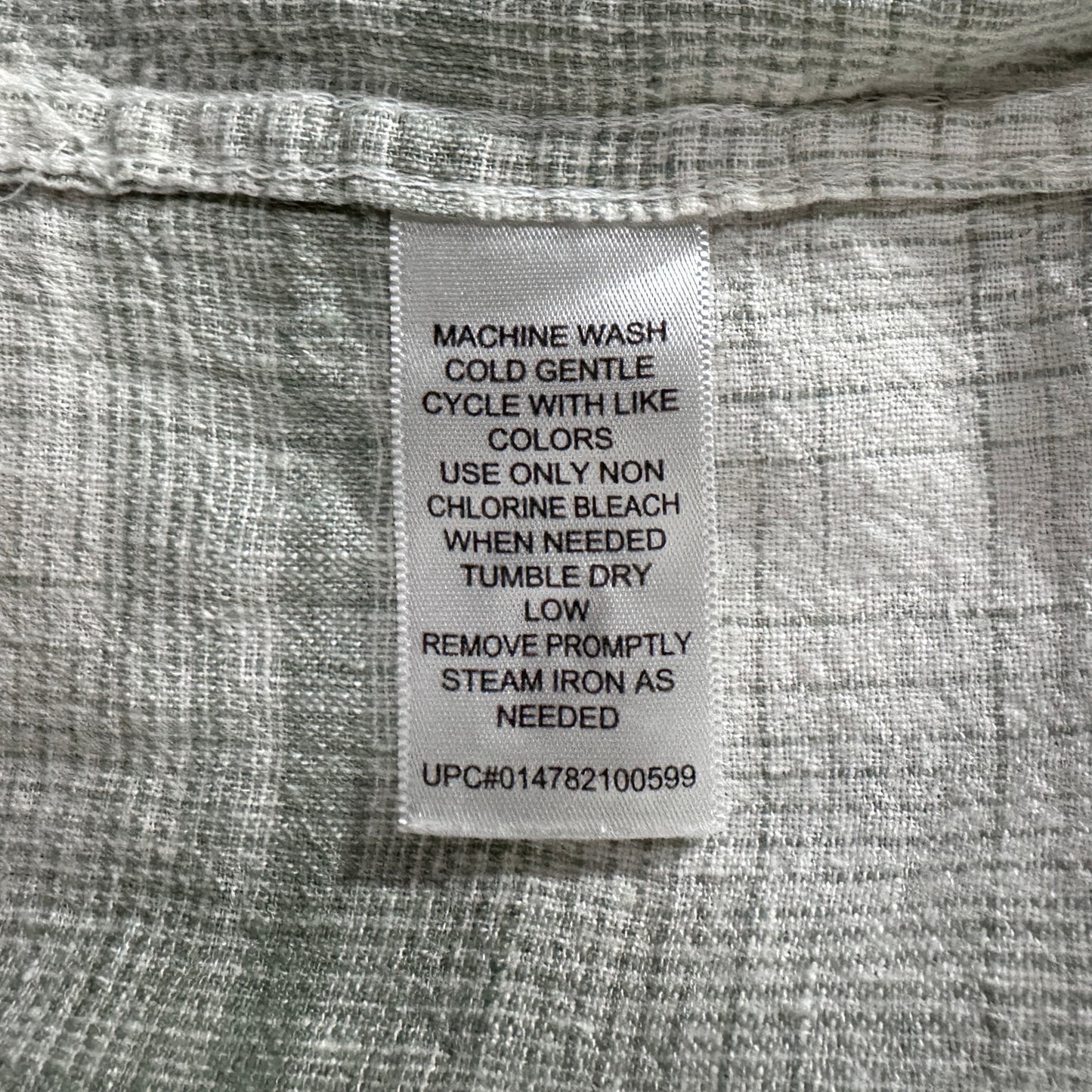 Linen Rayon Linen Plaid Short Sleeve Shirt L