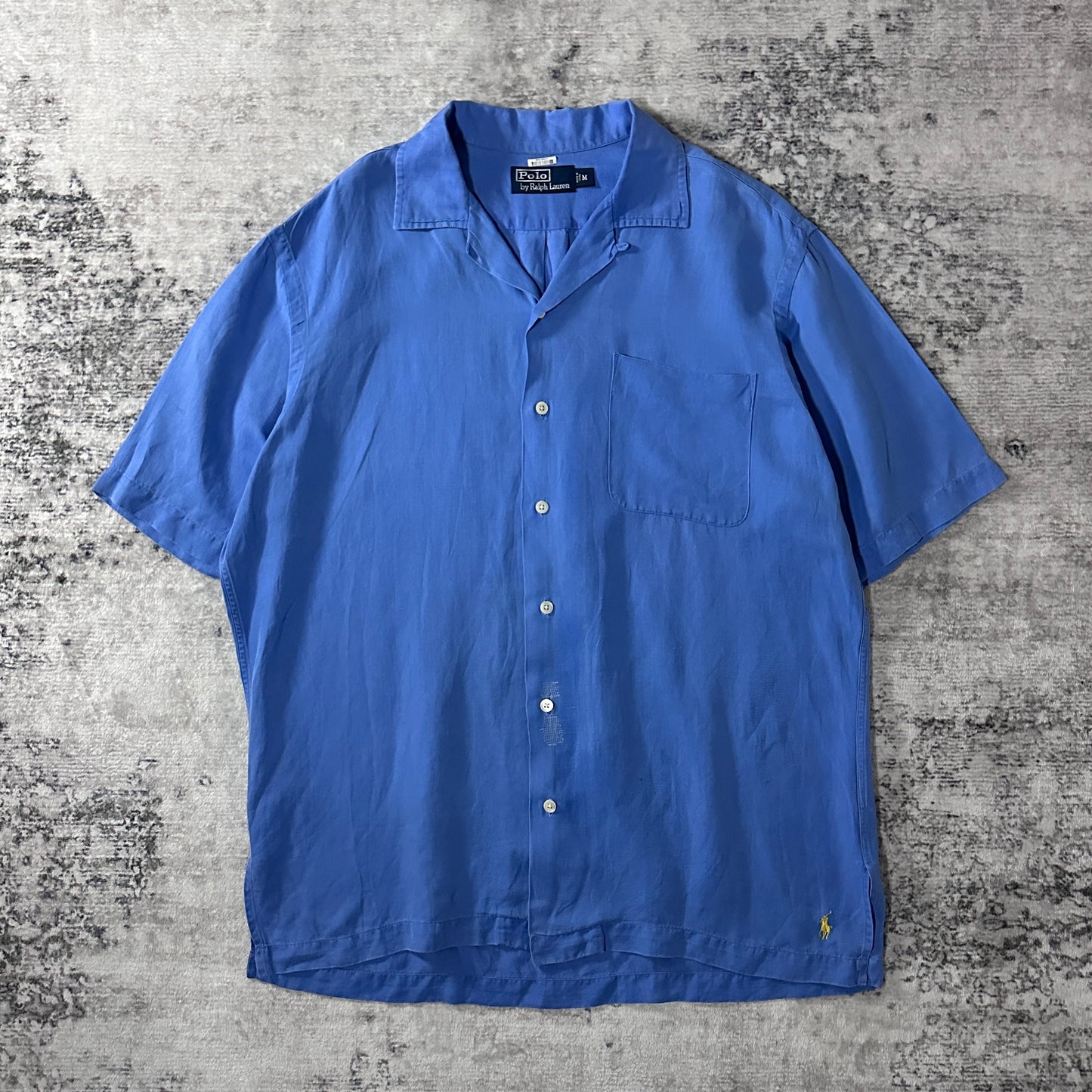 Polo by Ralph Lauren Linen Silk Blue Open Collar Short Sleeve Shirt M
