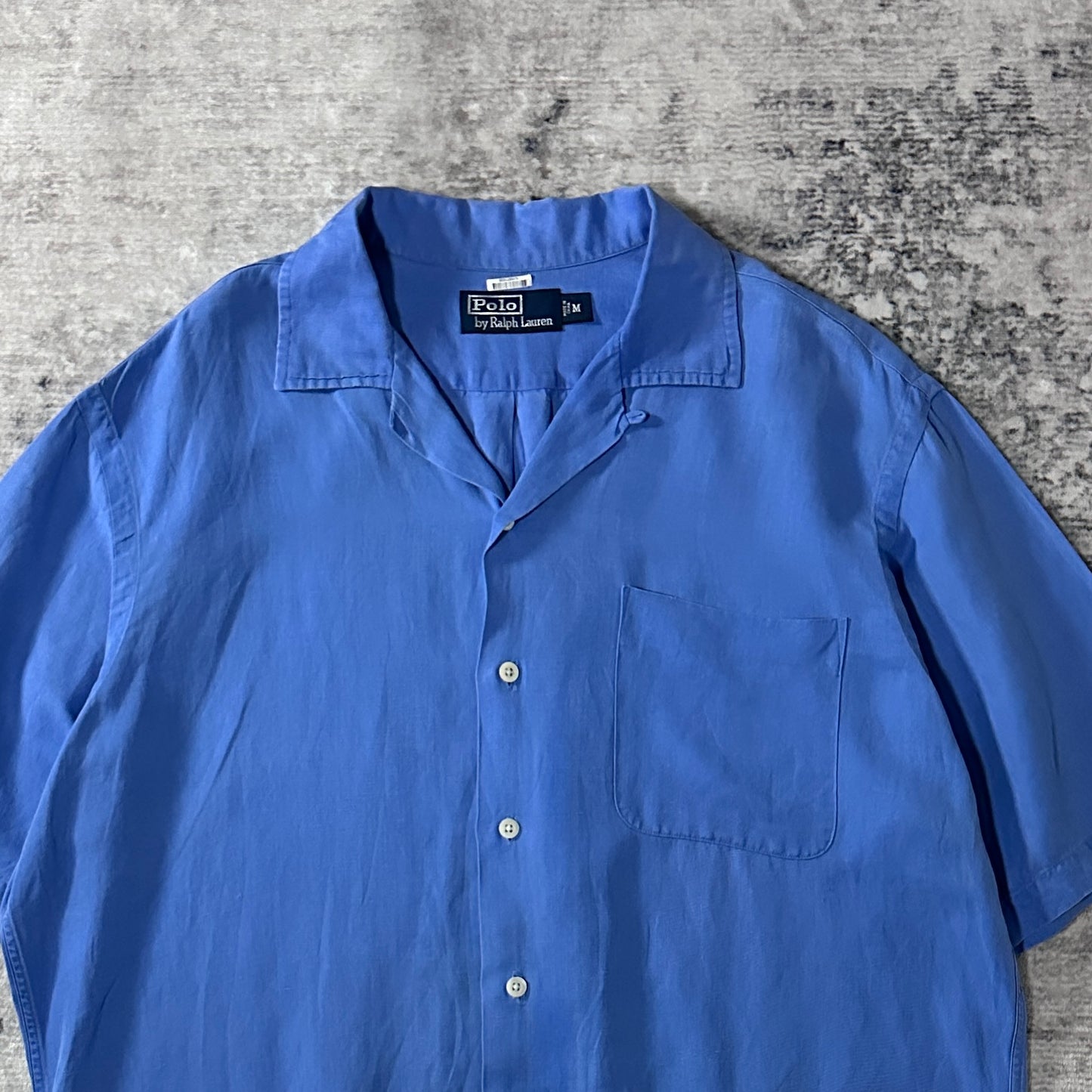 Polo by Ralph Lauren Linen Silk Blue Open Collar Short Sleeve Shirt M