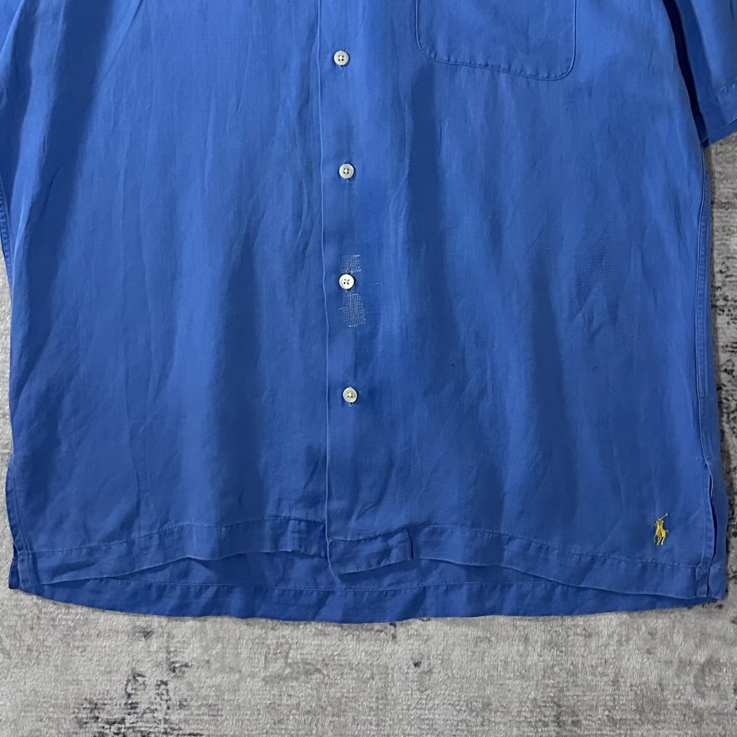 Polo by Ralph Lauren Linen Silk Blue Open Collar Short Sleeve Shirt M