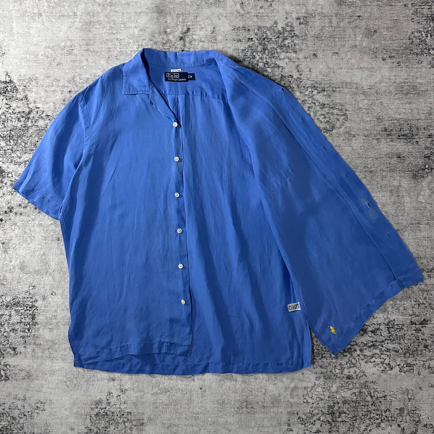 Polo by Ralph Lauren Linen Silk Blue Open Collar Short Sleeve Shirt M