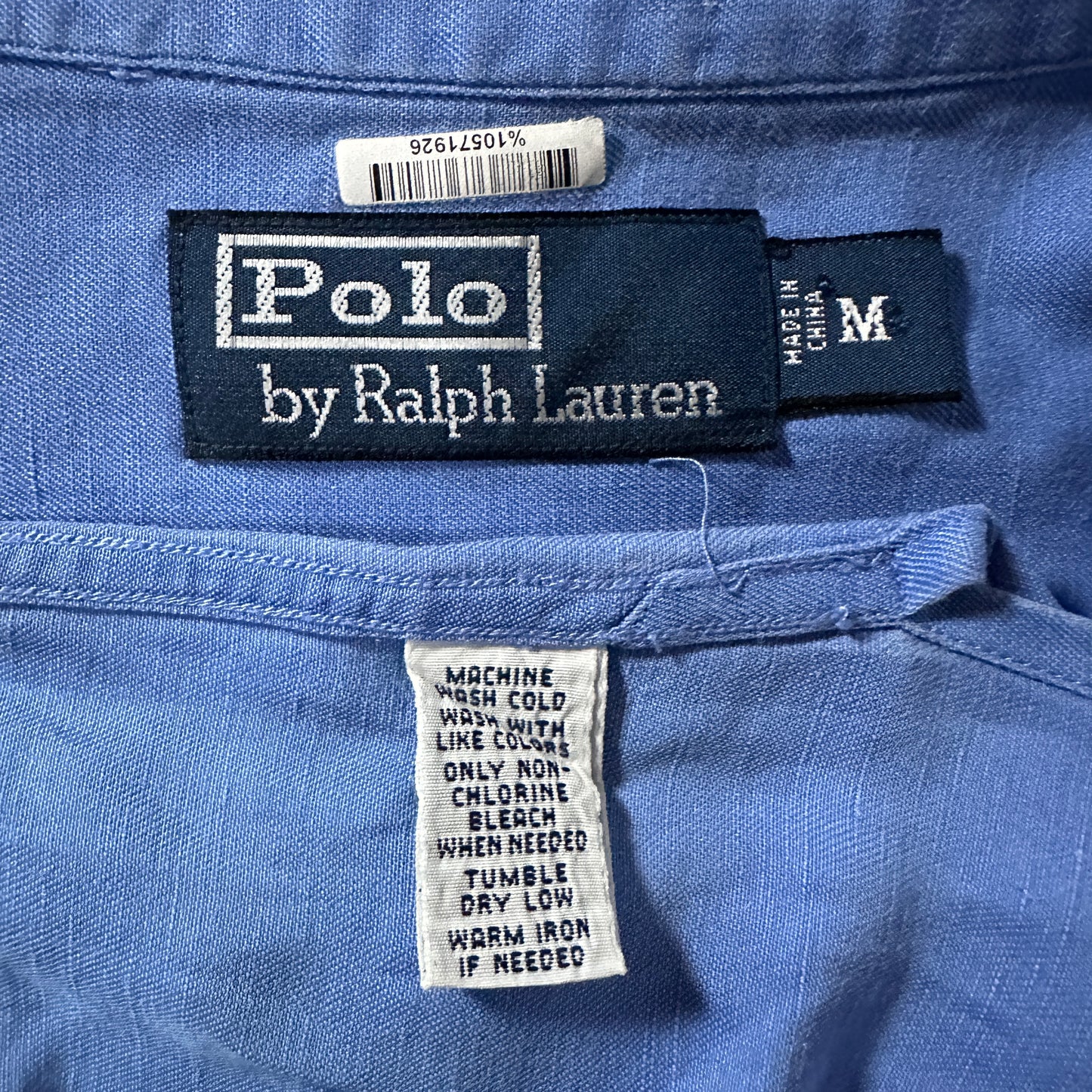 Polo by Ralph Lauren Linen Silk Blue Open Collar Short Sleeve Shirt M