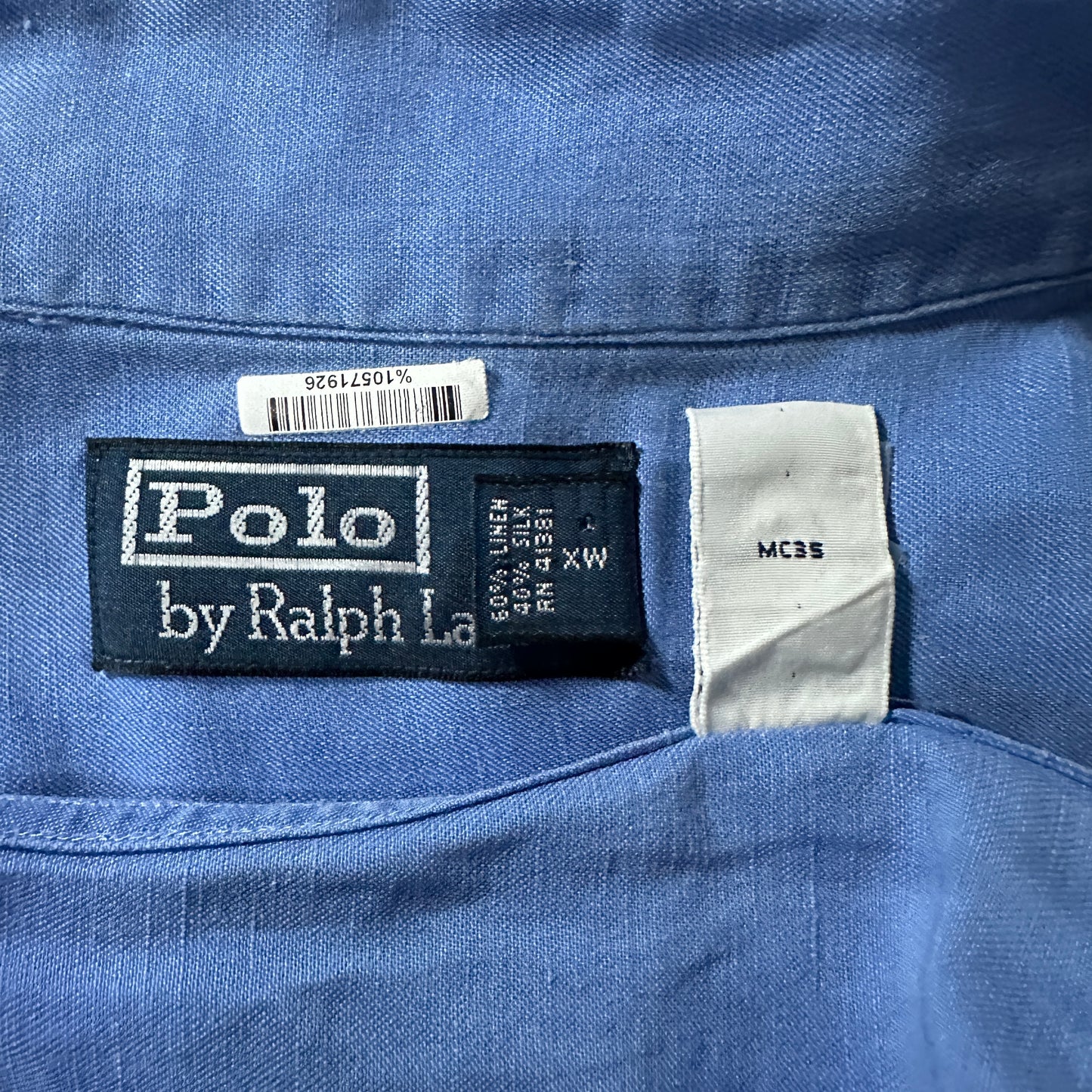 Polo by Ralph Lauren Linen Silk Blue Open Collar Short Sleeve Shirt M