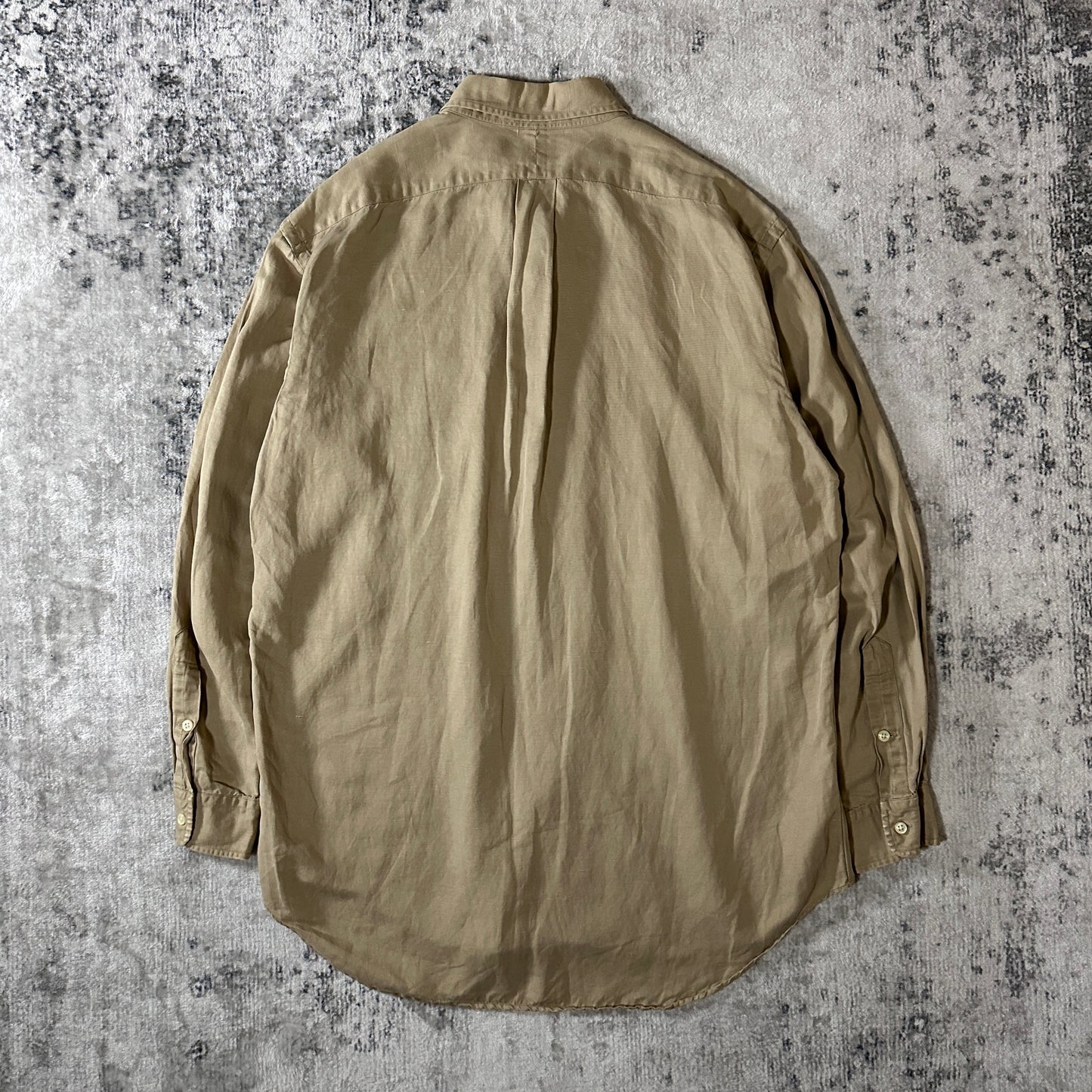 Ralph Lauren BLAKE Silk Linen Beige Button Down Shirt M
