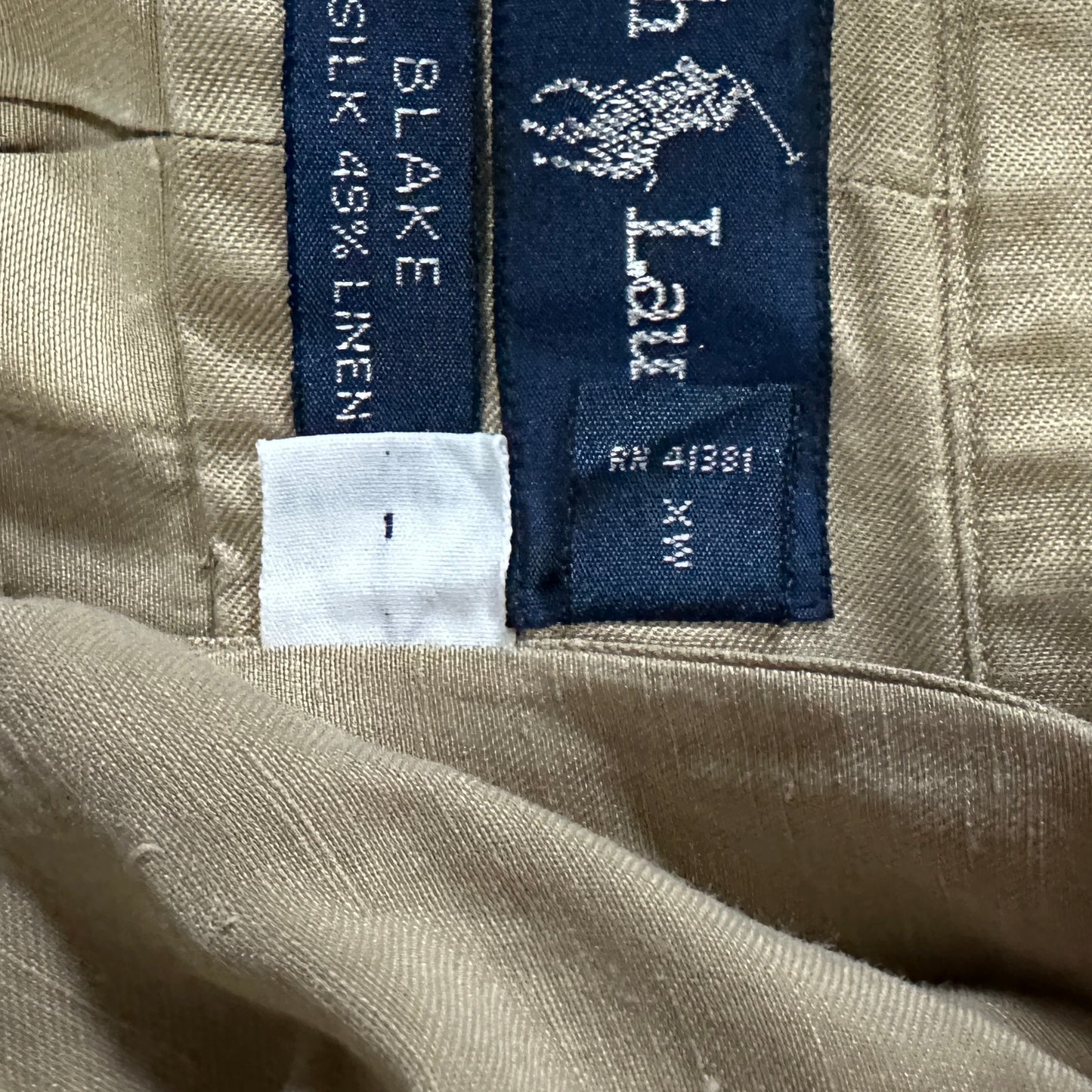 Ralph Lauren BLAKE Silk Linen Beige Button Down Shirt M