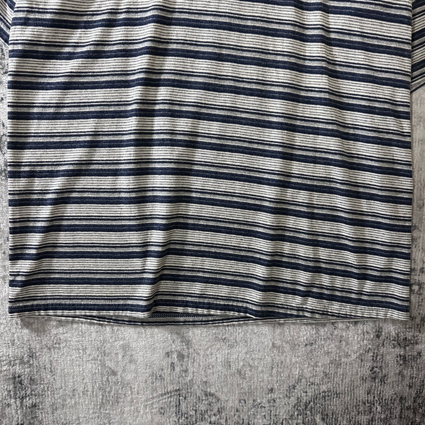 Cotton Navy Gray Multi Stripe T-Shirt Made in USA