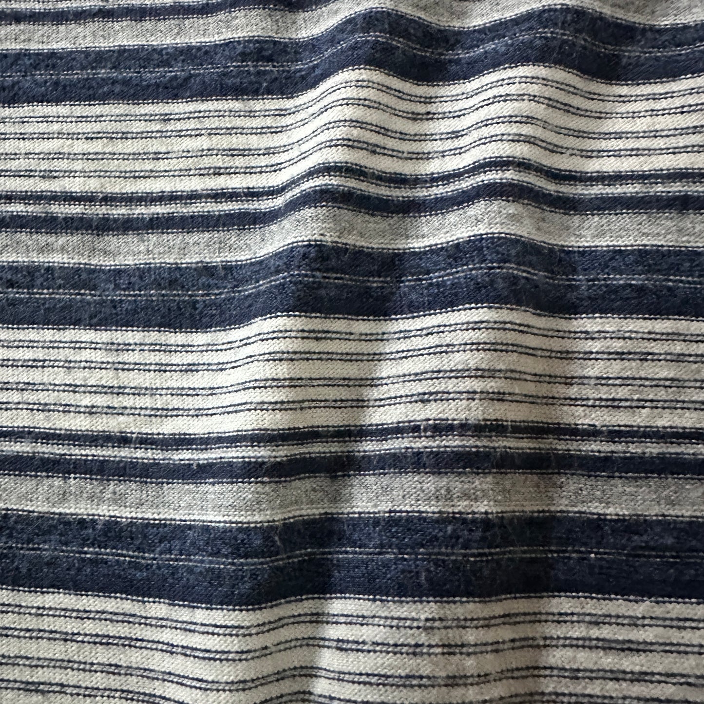 Cotton Navy Gray Multi Stripe T-Shirt Made in USA
