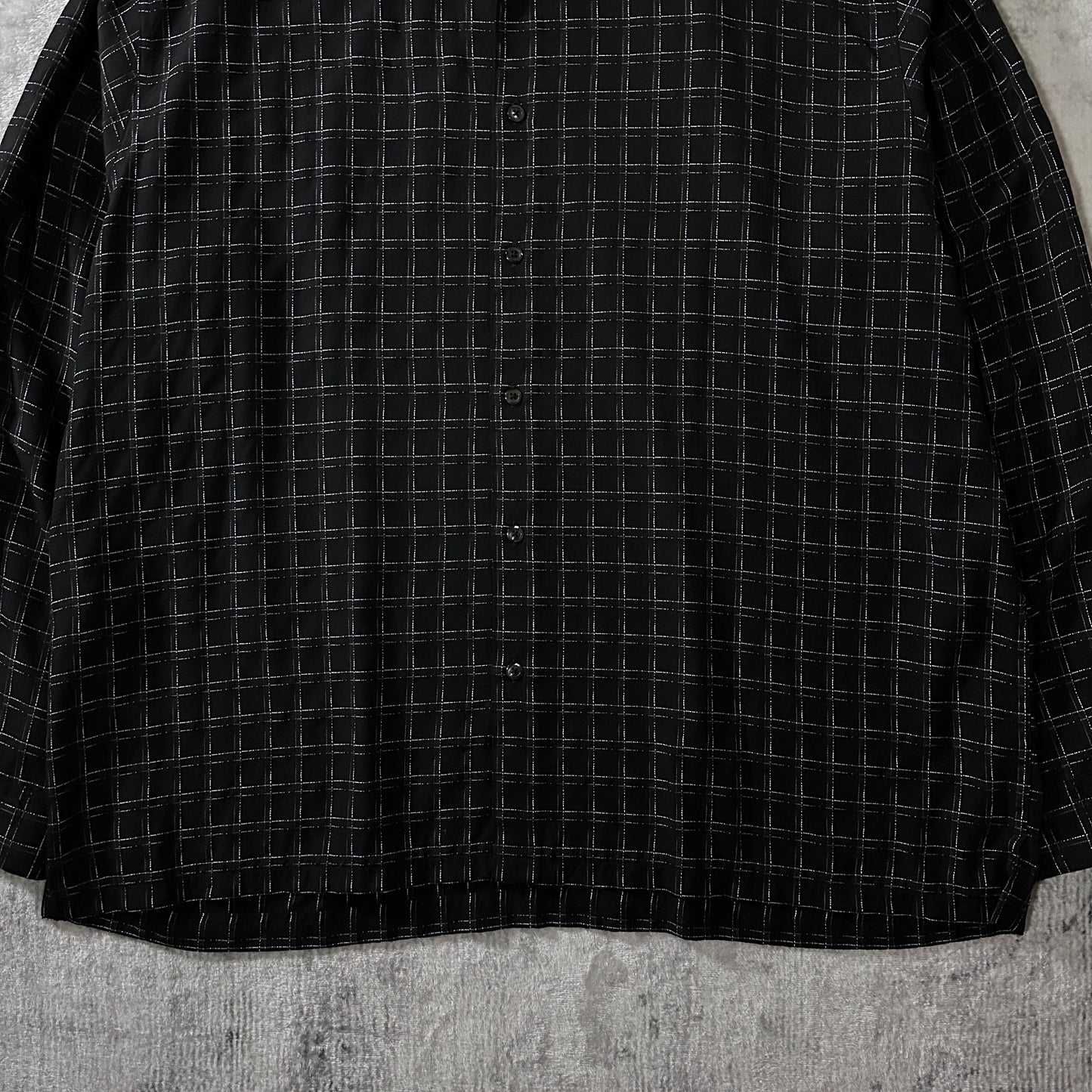 PERRY ELLIS Rayon Polyester Windowpane Check Shirt XXL Black