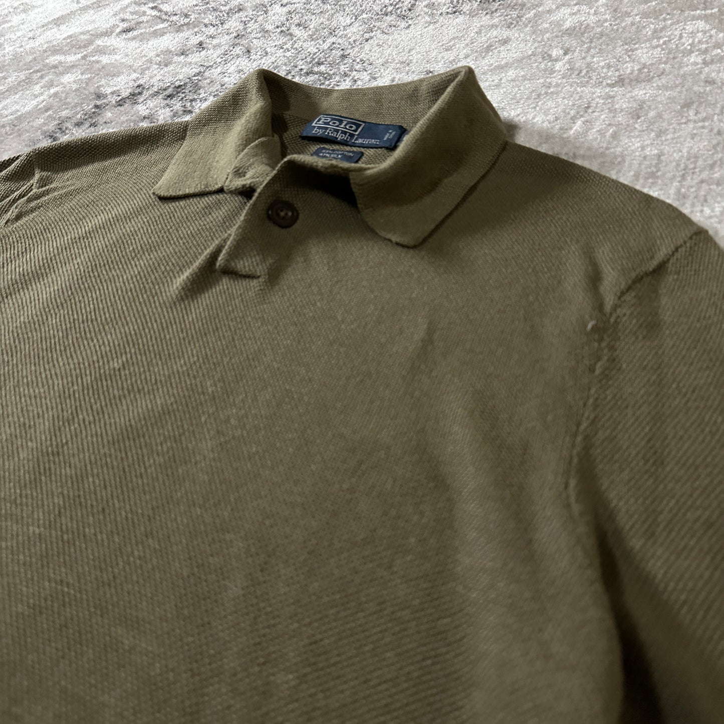Polo by Ralph Lauren Cotton Silk Long Sleeve Polo Shirt L Olive