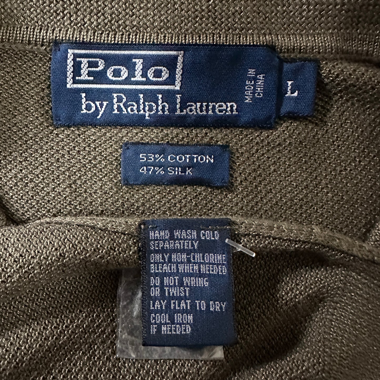 Polo by Ralph Lauren Cotton Silk Long Sleeve Polo Shirt L Olive