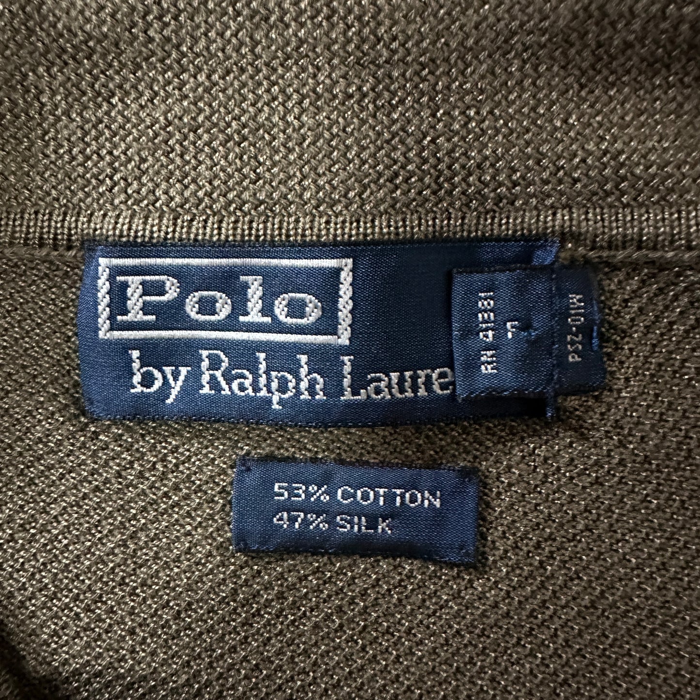 Polo by Ralph Lauren Cotton Silk Long Sleeve Polo Shirt L Olive