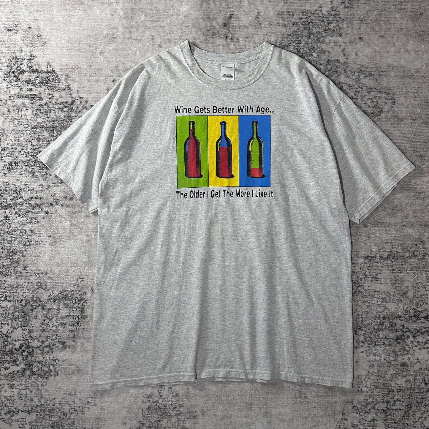 Blend Wine Graphic T-Shirt 2X Heather Gray