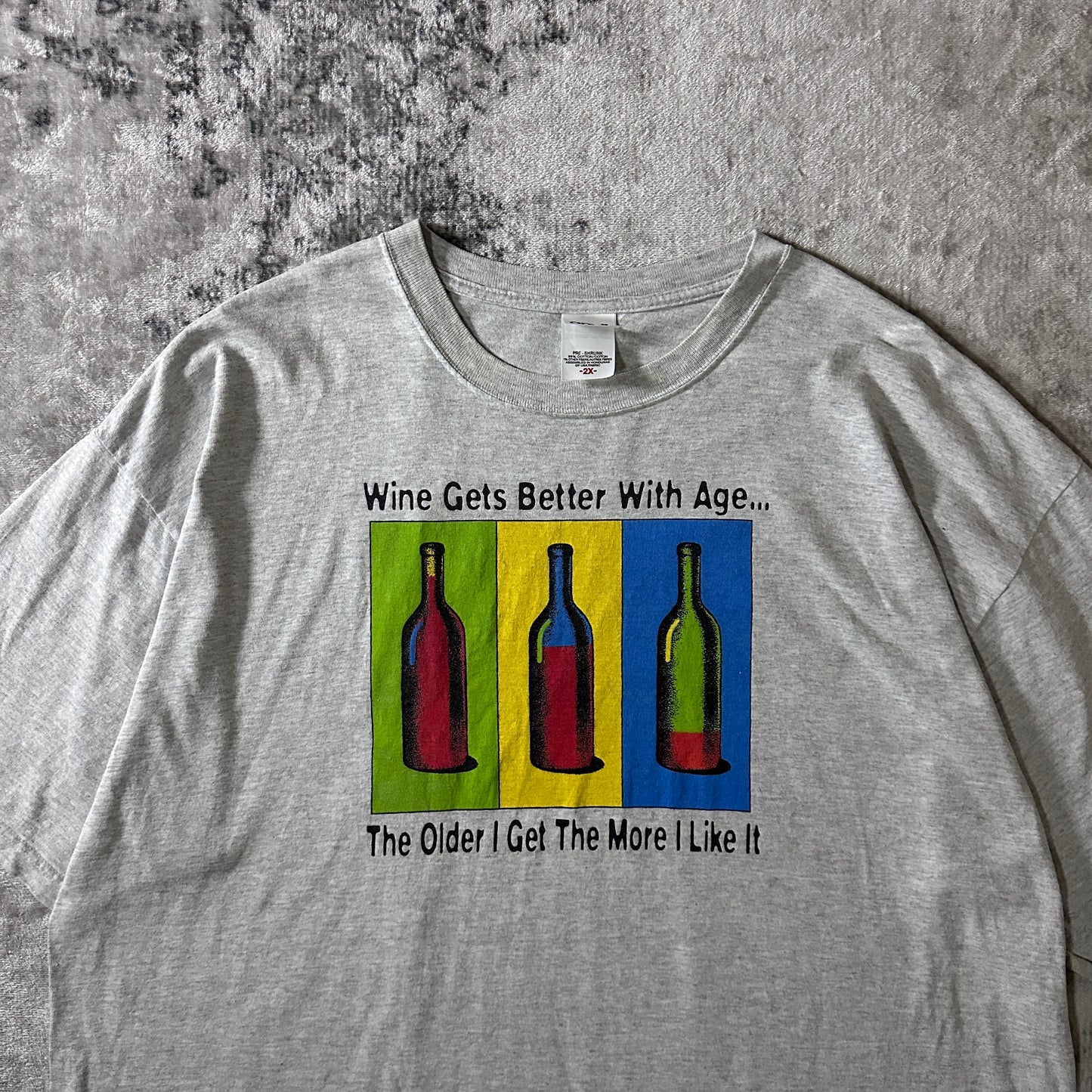 Blend Wine Graphic T-Shirt 2X Heather Gray