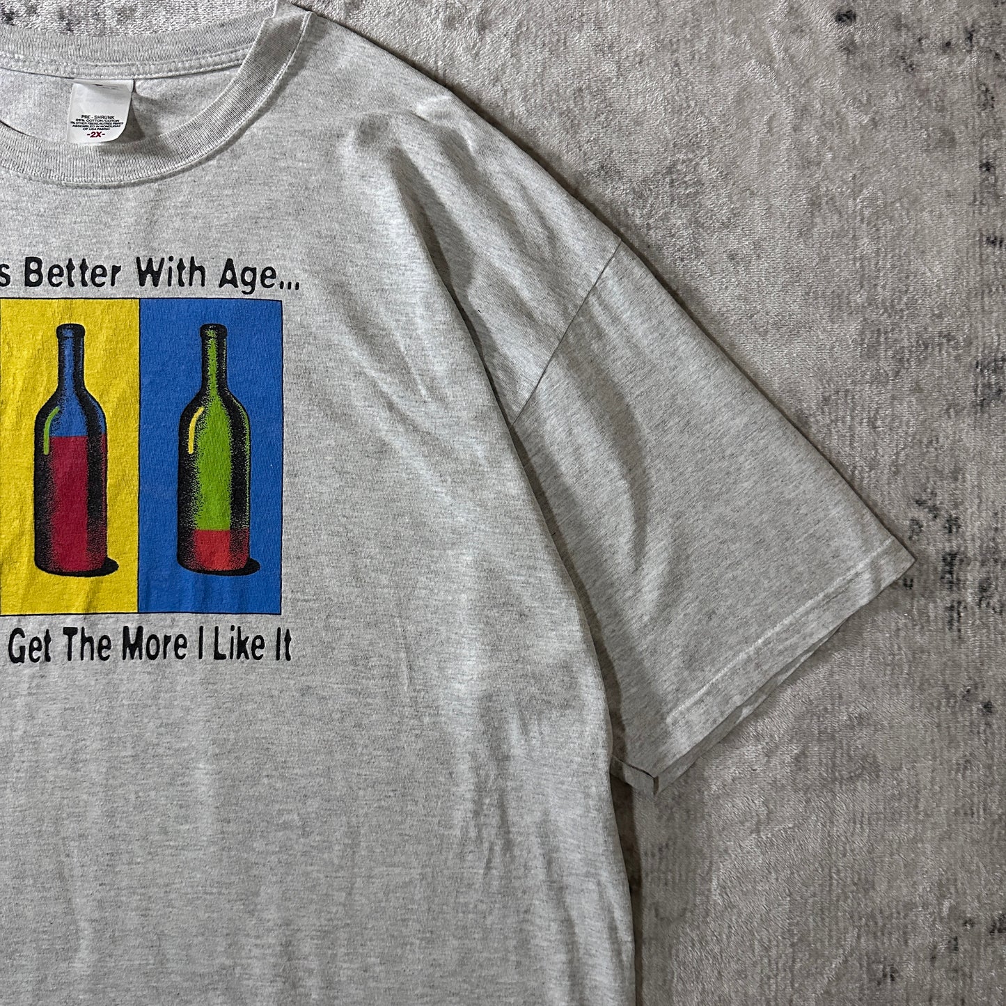 Blend Wine Graphic T-Shirt 2X Heather Gray