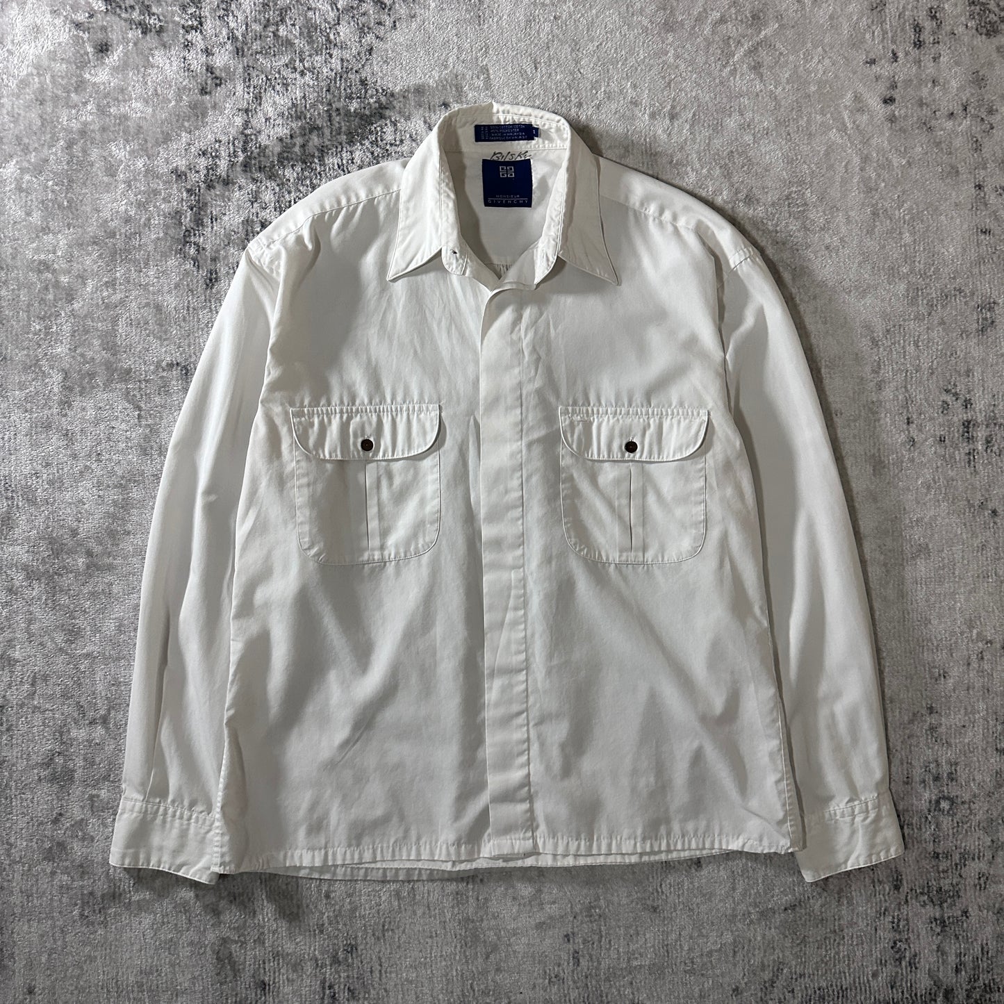 GIVENCHY Cotton Blend Long Sleeve Shirt M Ivory