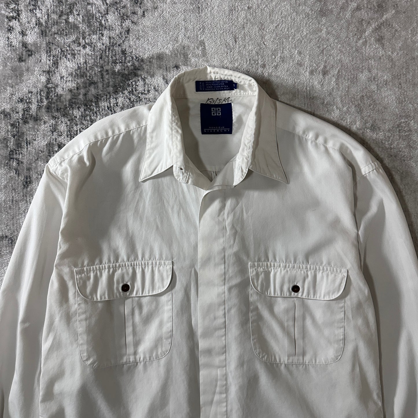 GIVENCHY Cotton Blend Long Sleeve Shirt M Ivory