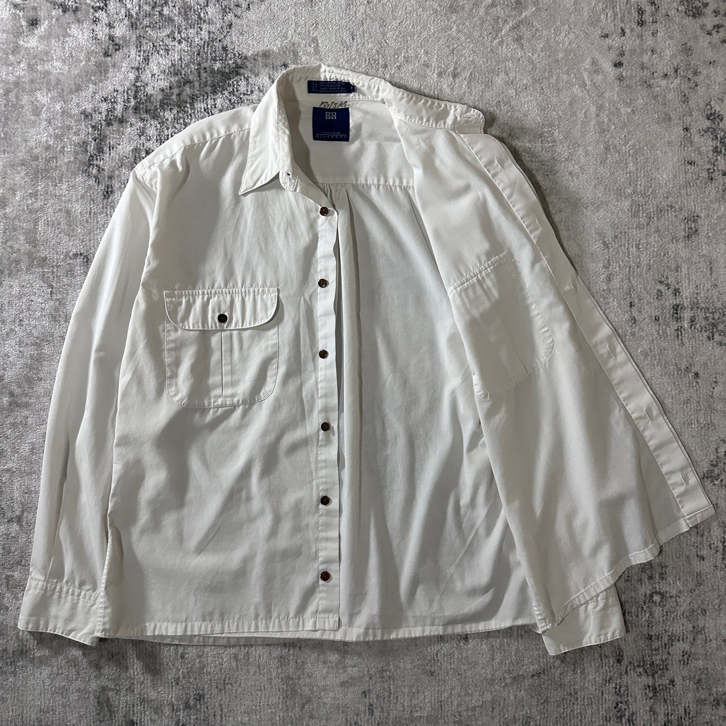 GIVENCHY Cotton Blend Long Sleeve Shirt M Ivory