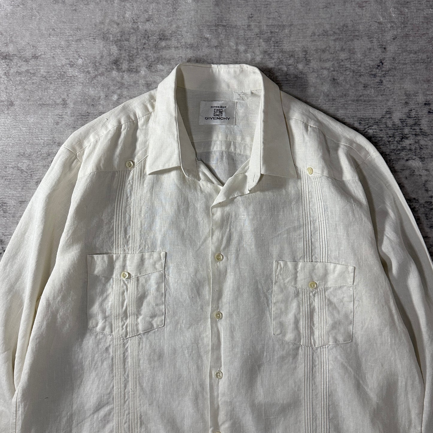 Givenchy  Linen Guayabera Shirt White Large Fit