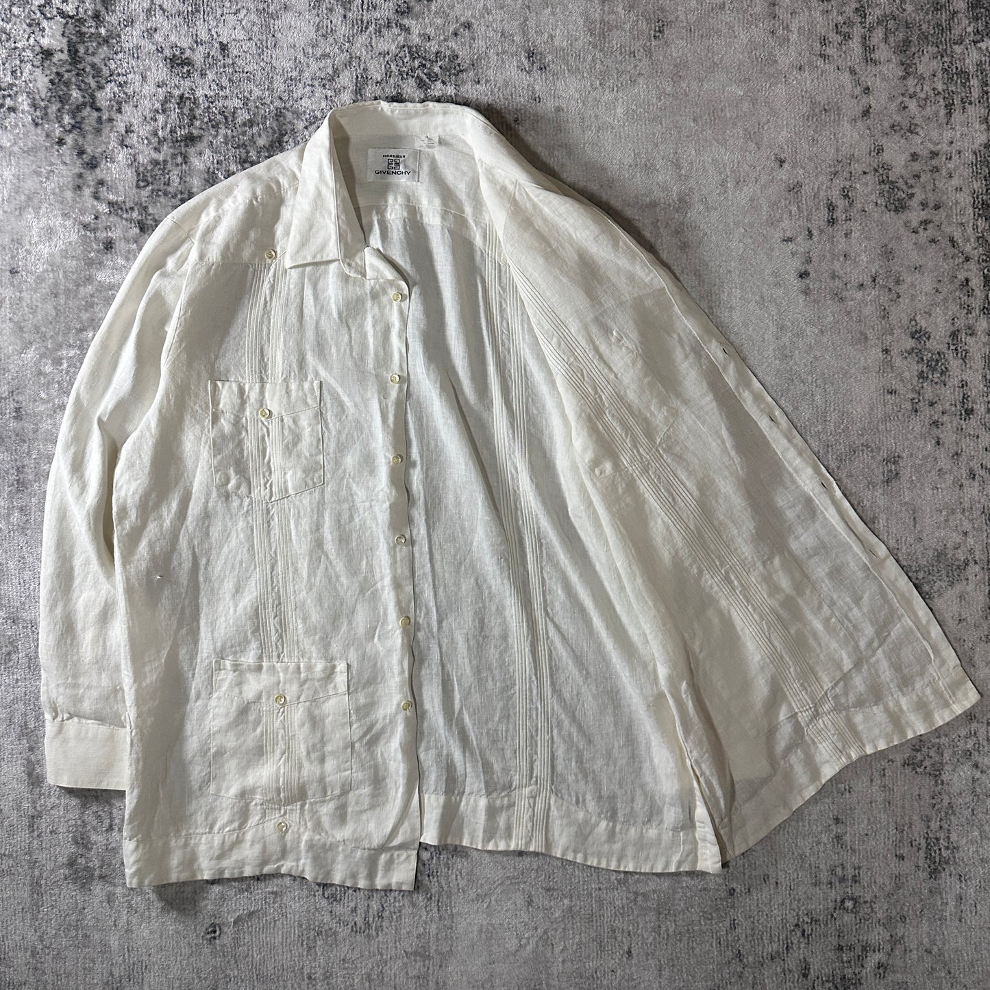 Givenchy  Linen Guayabera Shirt White Large Fit