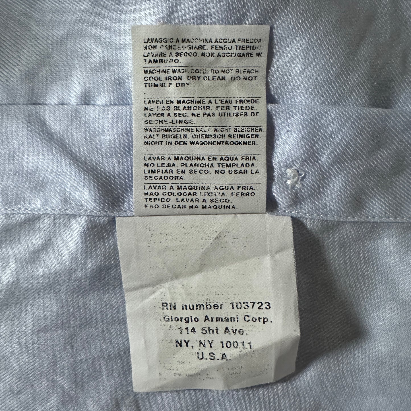 Giorgio Armani Cotton Shirt Light Blue Size 42 Made in Italy