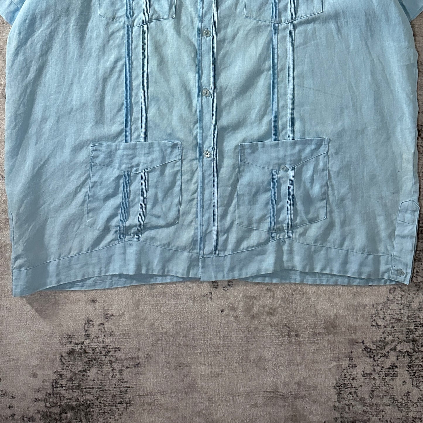GIVENCHY  Linen Light Blue Guayabera Shirt XL