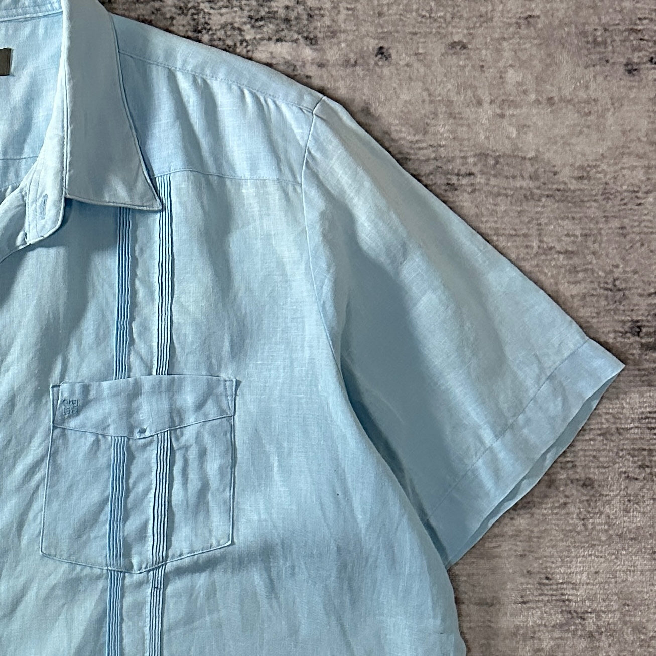 GIVENCHY  Linen Light Blue Guayabera Shirt XL