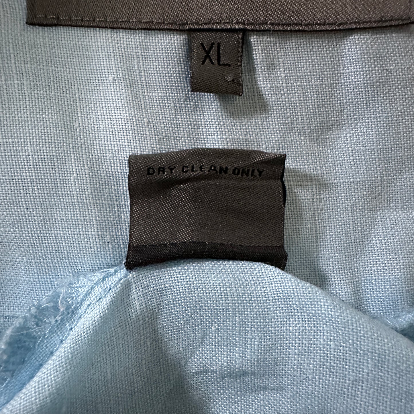 GIVENCHY  Linen Light Blue Guayabera Shirt XL