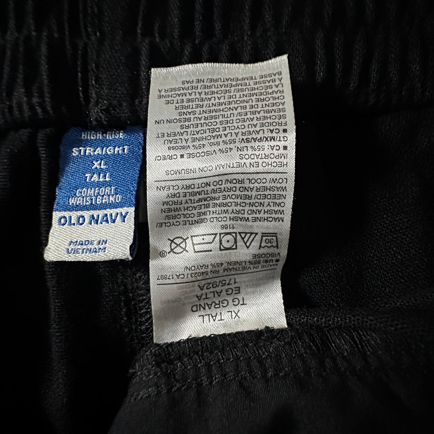 Old Navy Linen Blend High Rise Straight Pants Black XL Tall