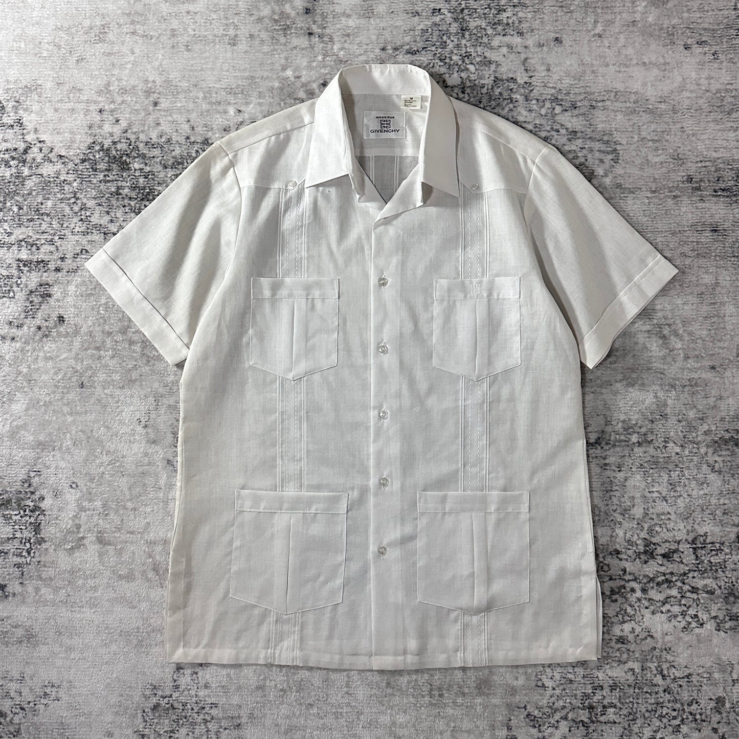 Givenchy White Ramie Blend Short Sleeve Guayabera Shirt M