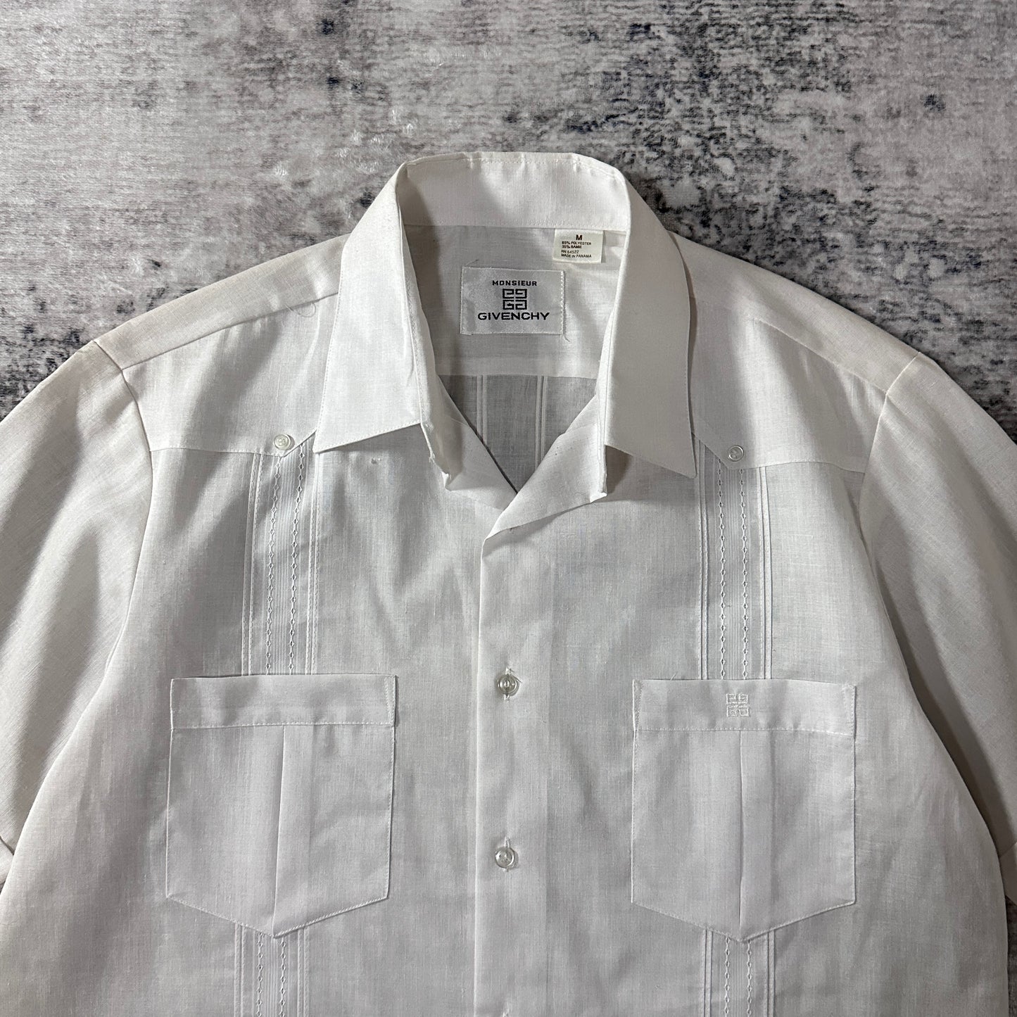 Givenchy White Ramie Blend Short Sleeve Guayabera Shirt M