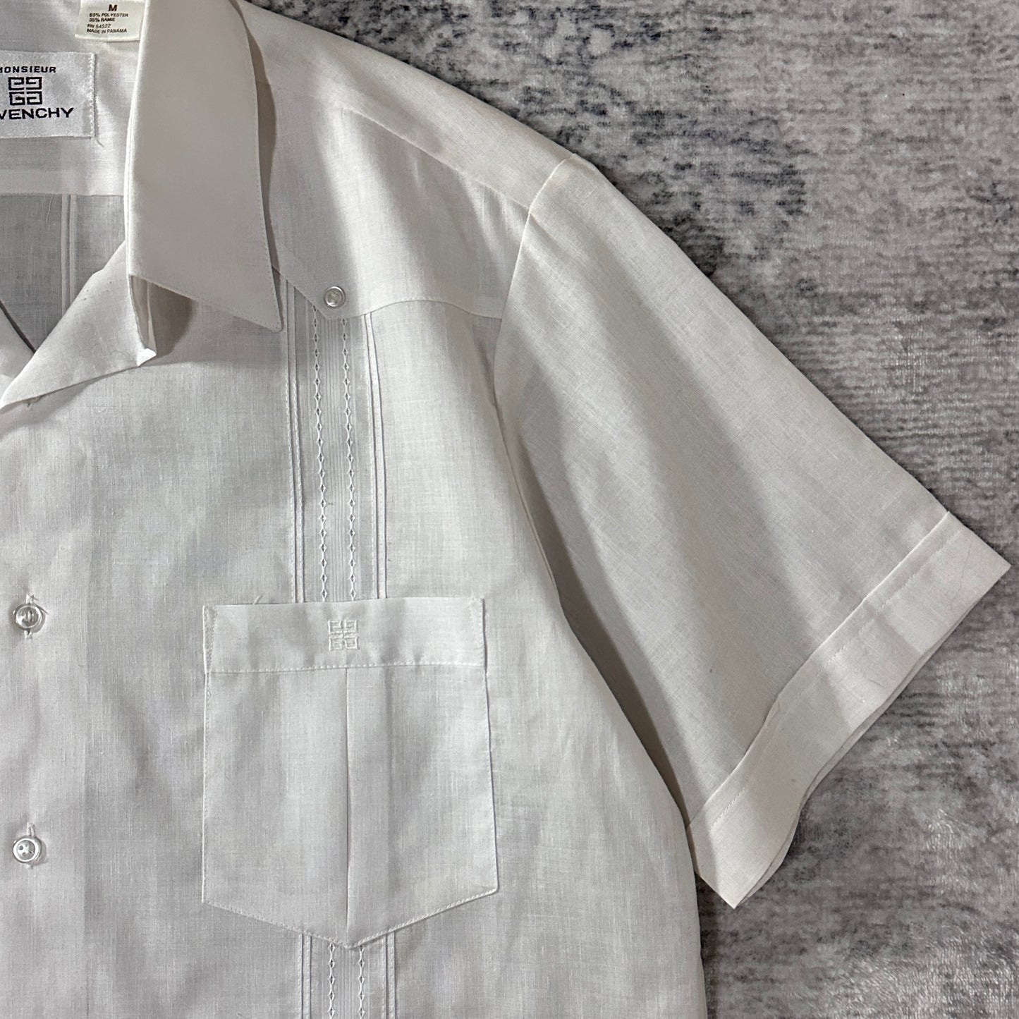 Givenchy White Ramie Blend Short Sleeve Guayabera Shirt M