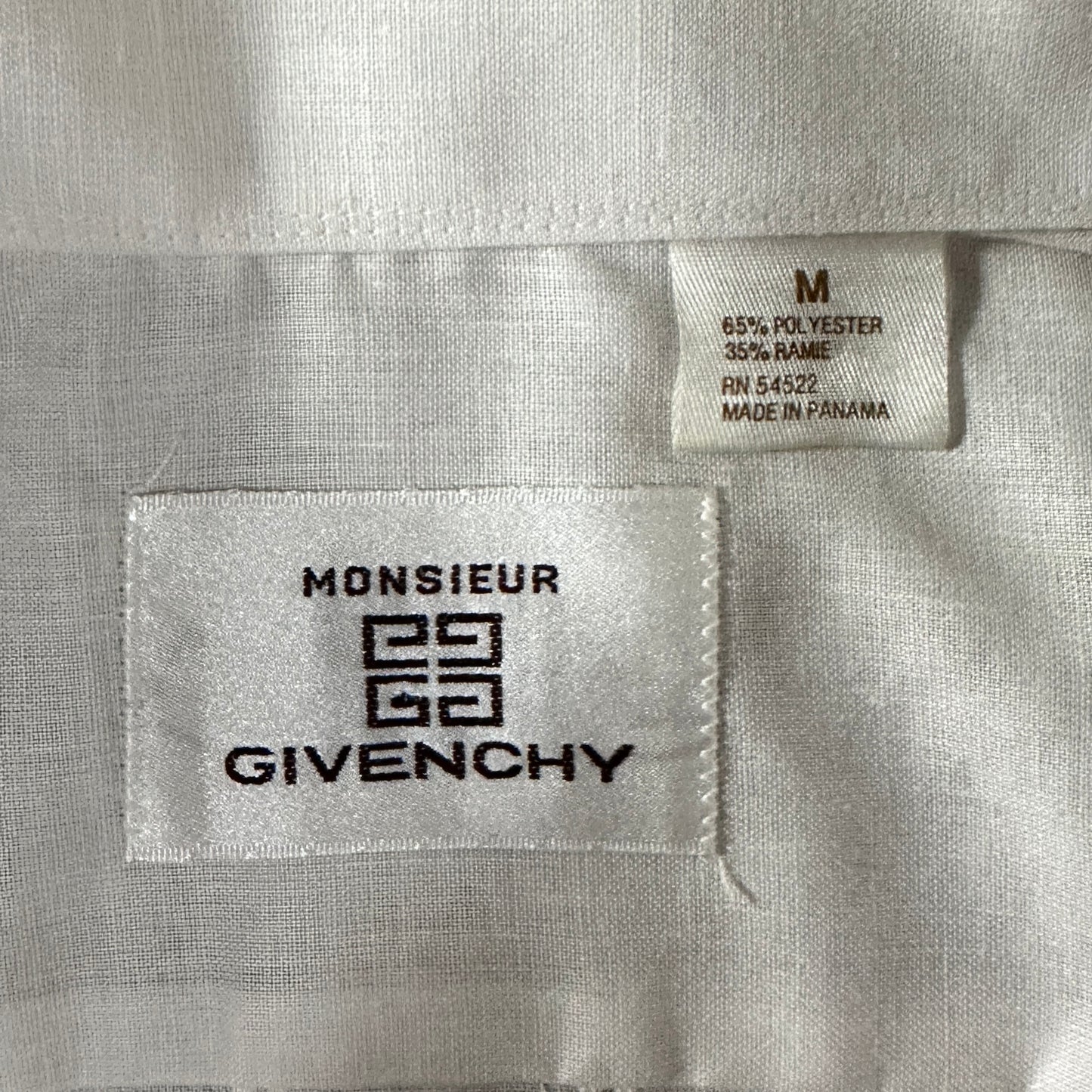 Givenchy White Ramie Blend Short Sleeve Guayabera Shirt M