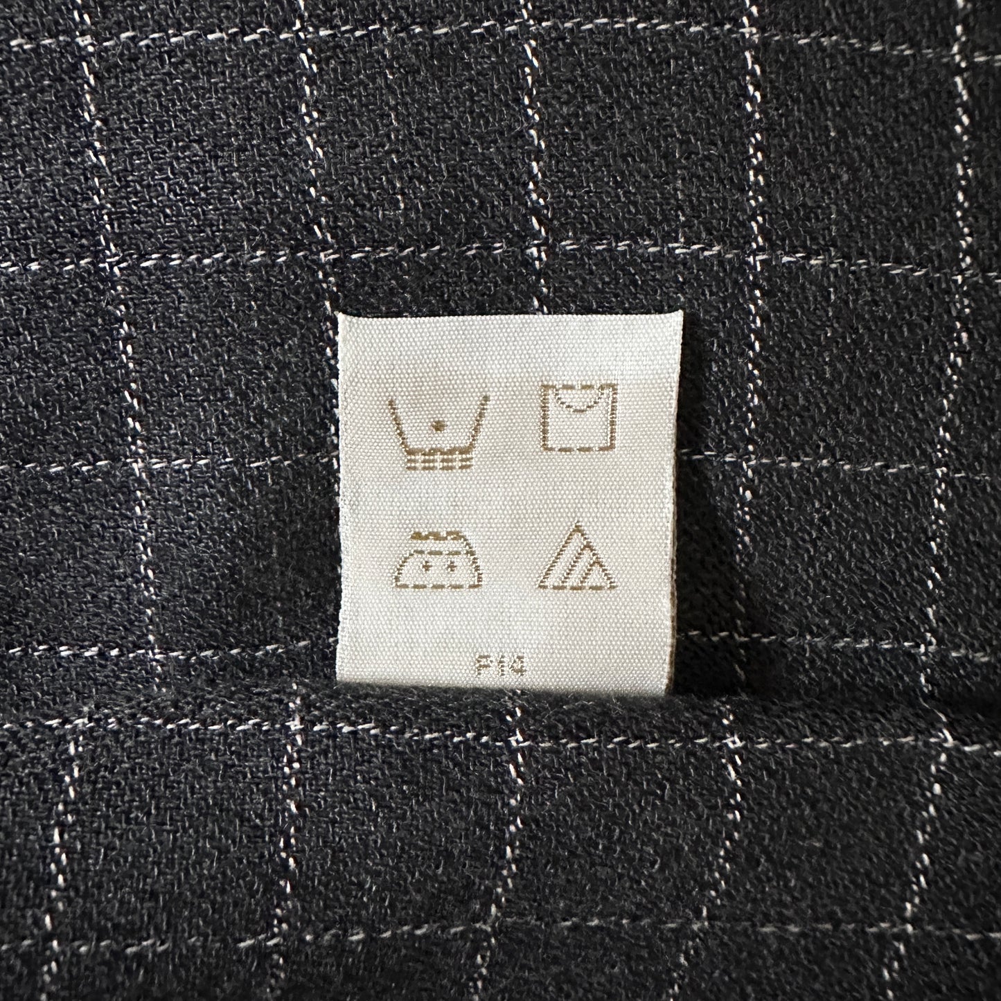 Perry Ellis Rayon Cotton Windowpane Check Shirt L Charcoal