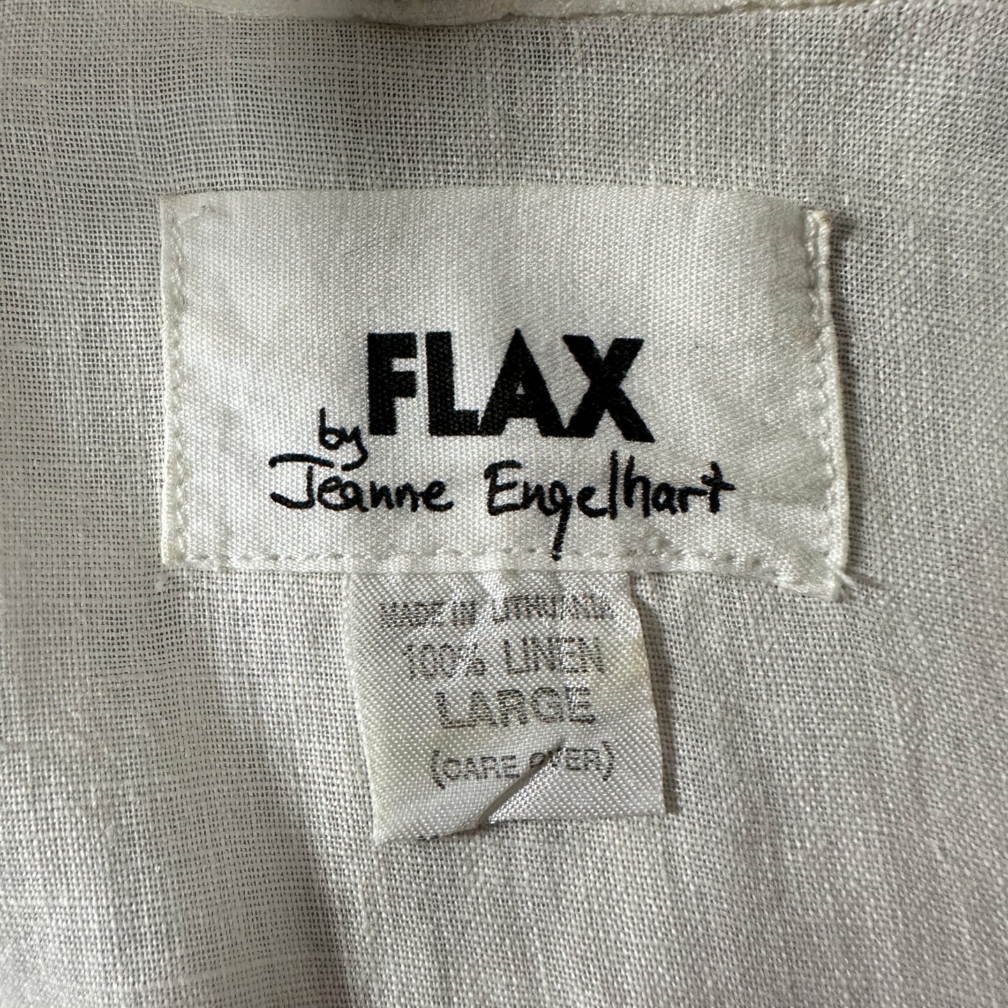 FLAX Linen Open Collar Shirt L Natural White