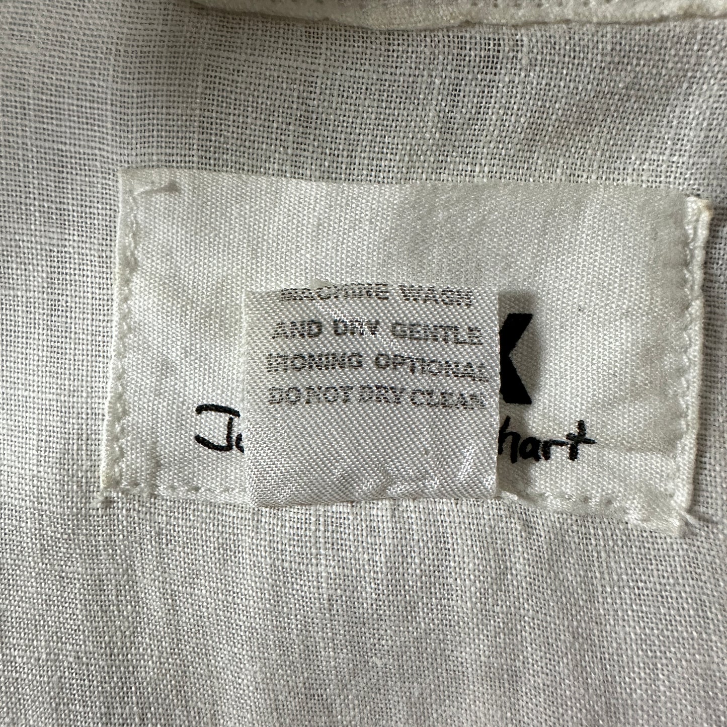 FLAX Linen Open Collar Shirt L Natural White