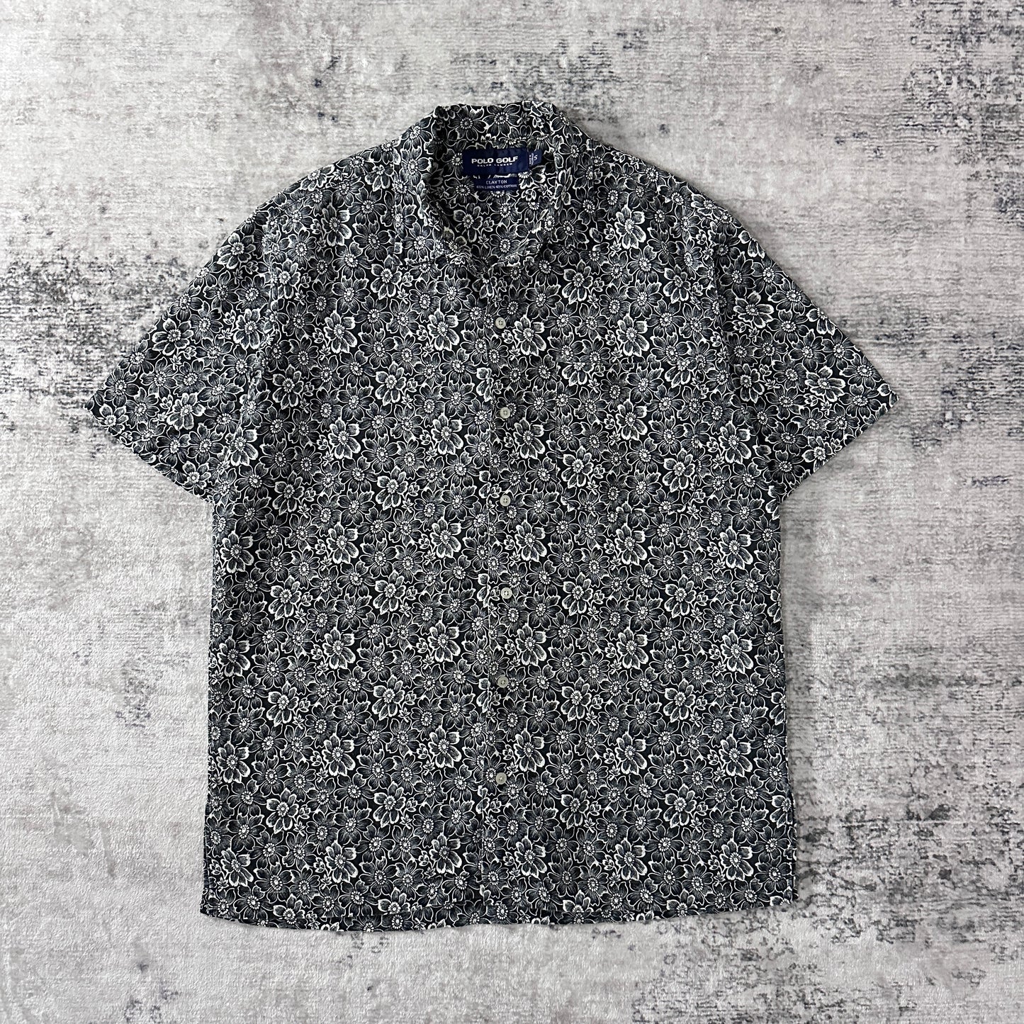 Ralph Lauren Clayton Linen Cotton Floral Shirt S Black White