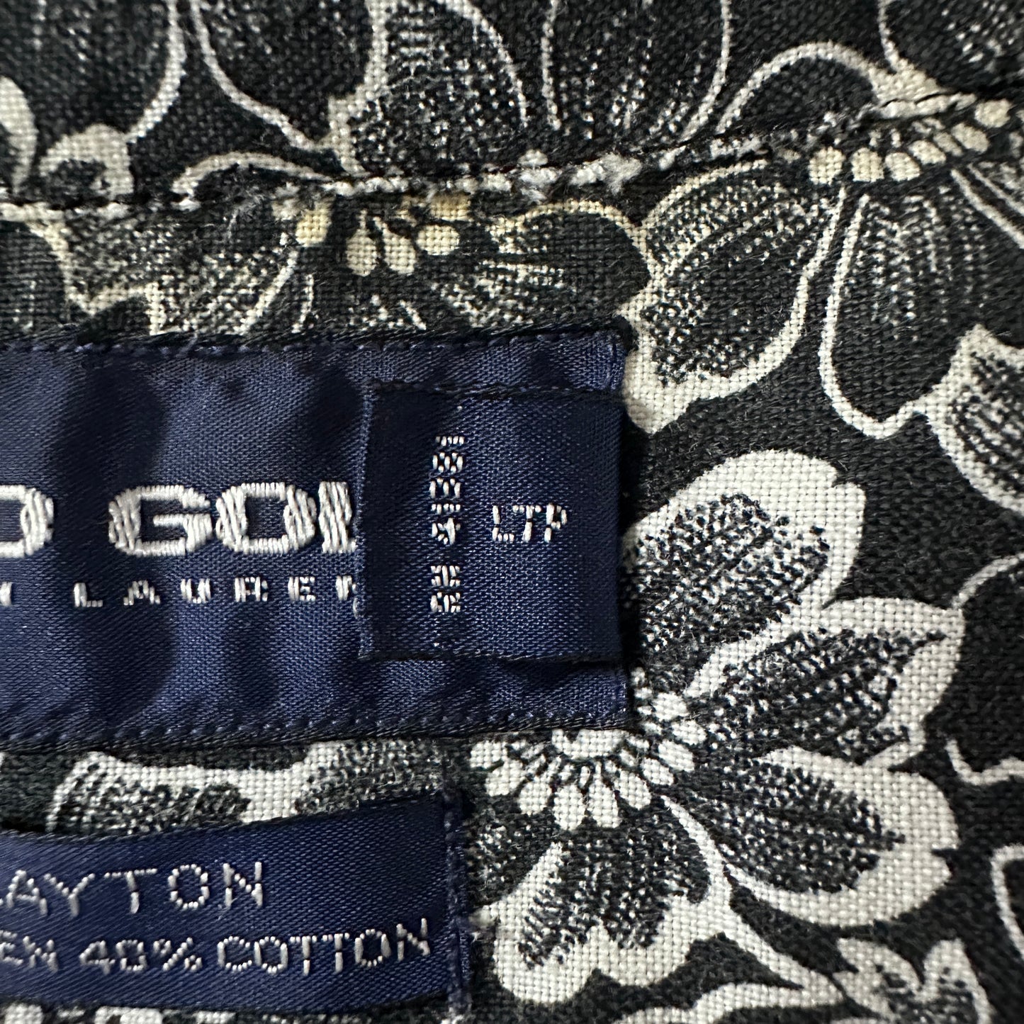 Ralph Lauren Clayton Linen Cotton Floral Shirt S Black White