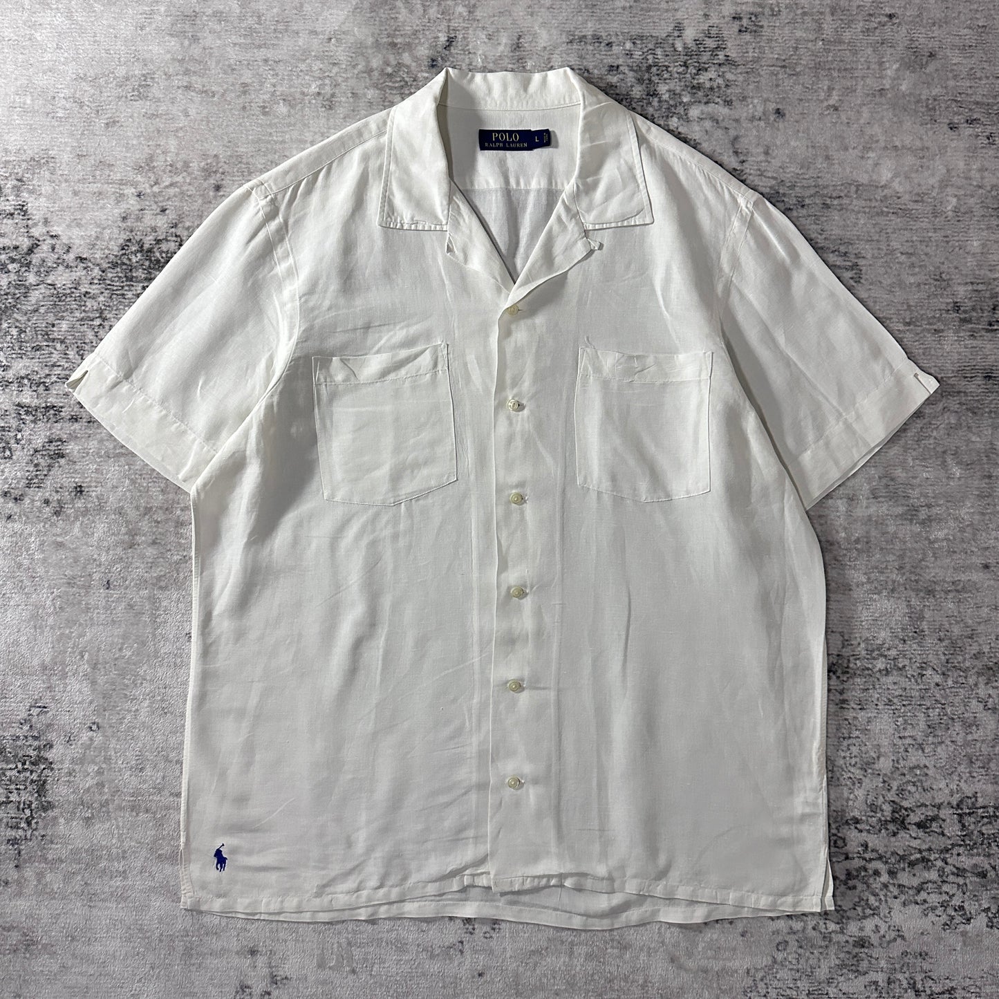 POLO Ralph Lauren Linen Silk Open Collar Shirt L White