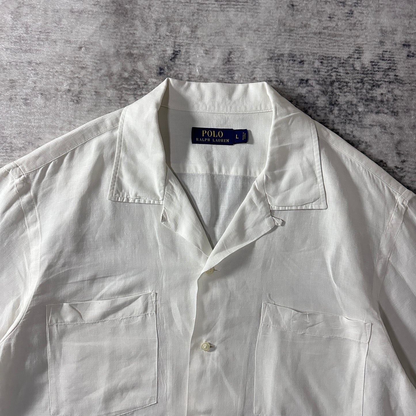 POLO Ralph Lauren Linen Silk Open Collar Shirt L White