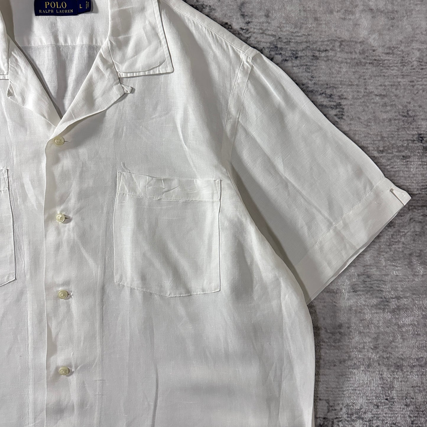 POLO Ralph Lauren Linen Silk Open Collar Shirt L White
