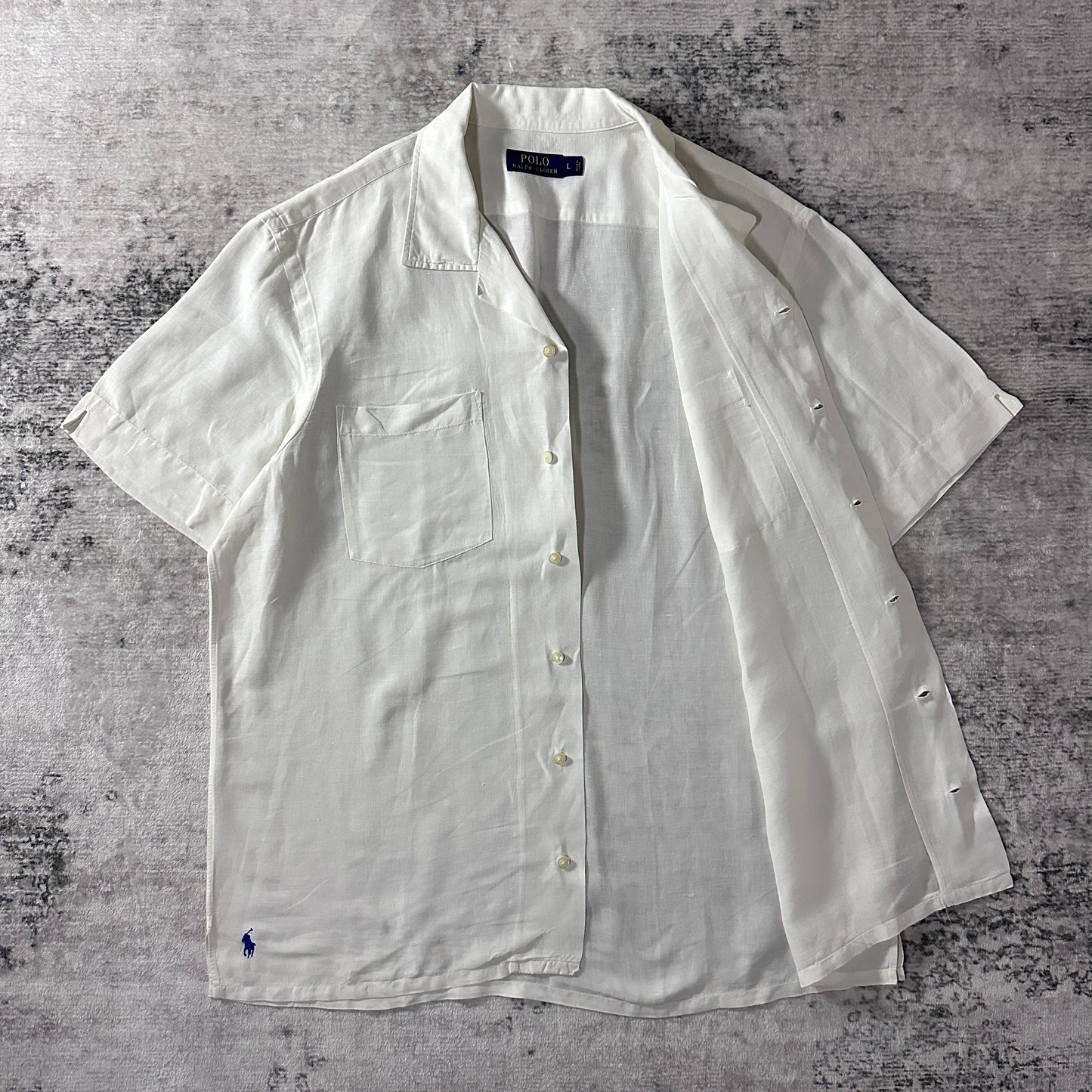 POLO Ralph Lauren Linen Silk Open Collar Shirt L White