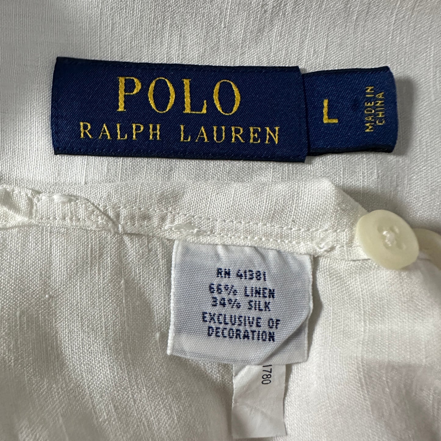 POLO Ralph Lauren Linen Silk Open Collar Shirt L White