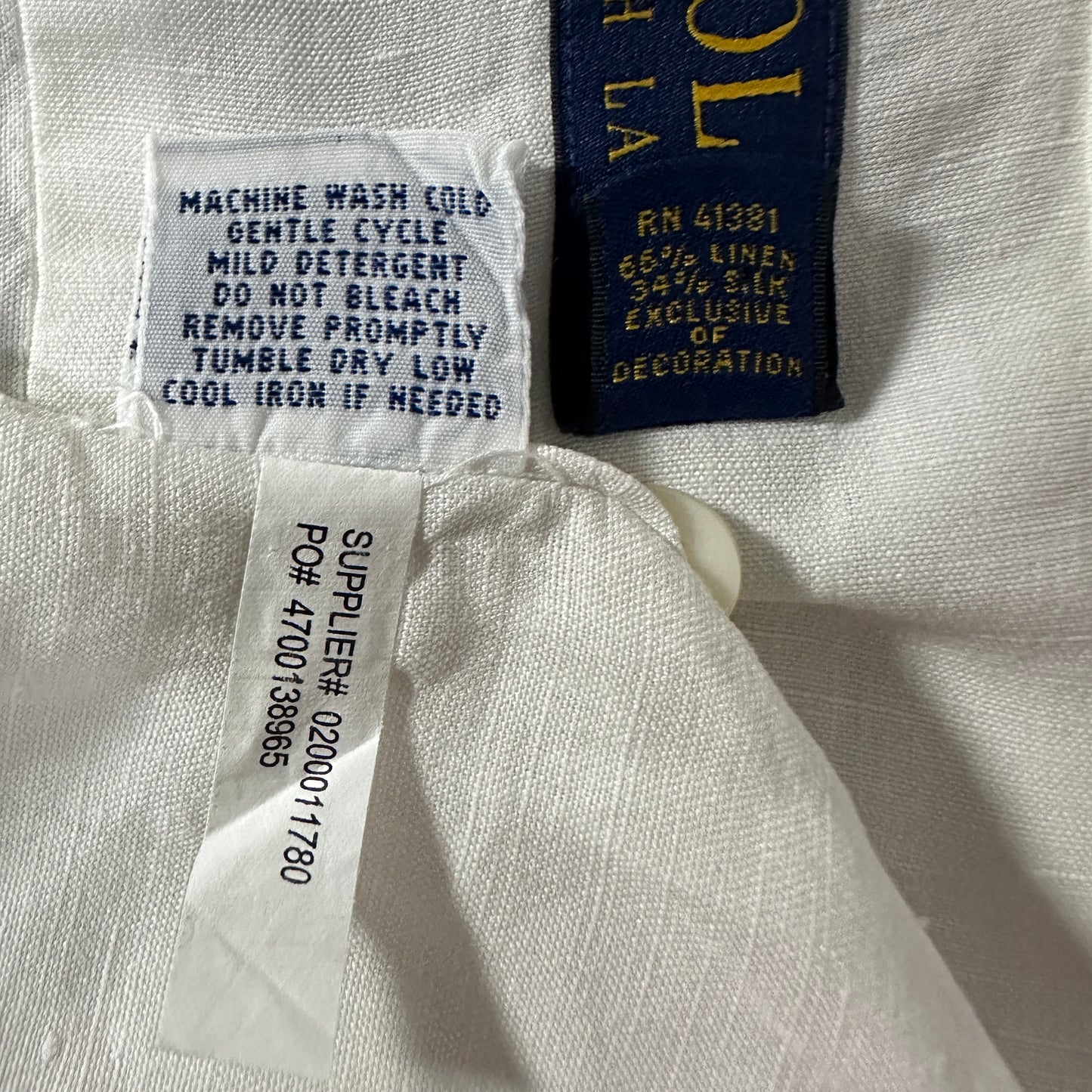 POLO Ralph Lauren Linen Silk Open Collar Shirt L White