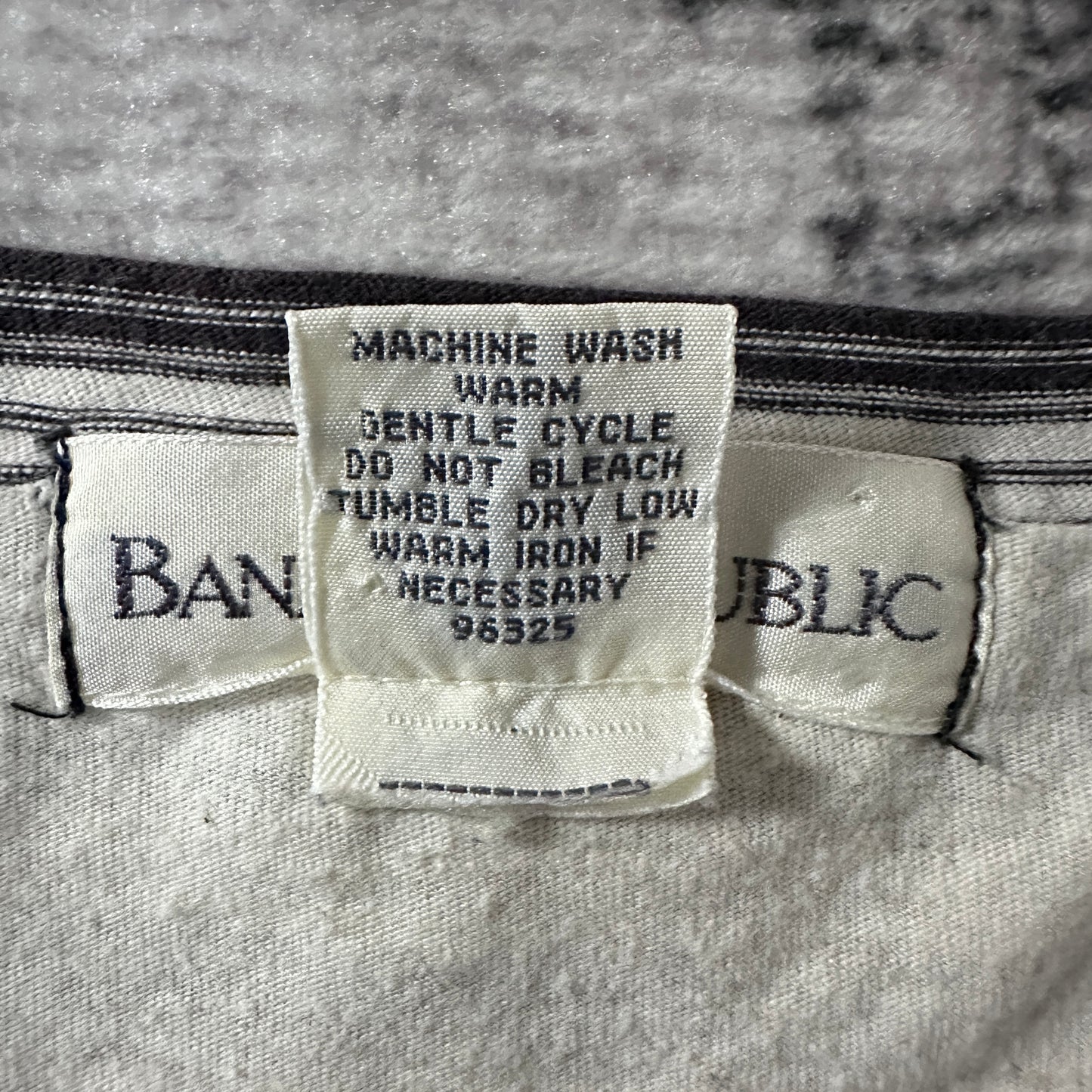 Cotton Linen Border T-Shirt XL Black White
