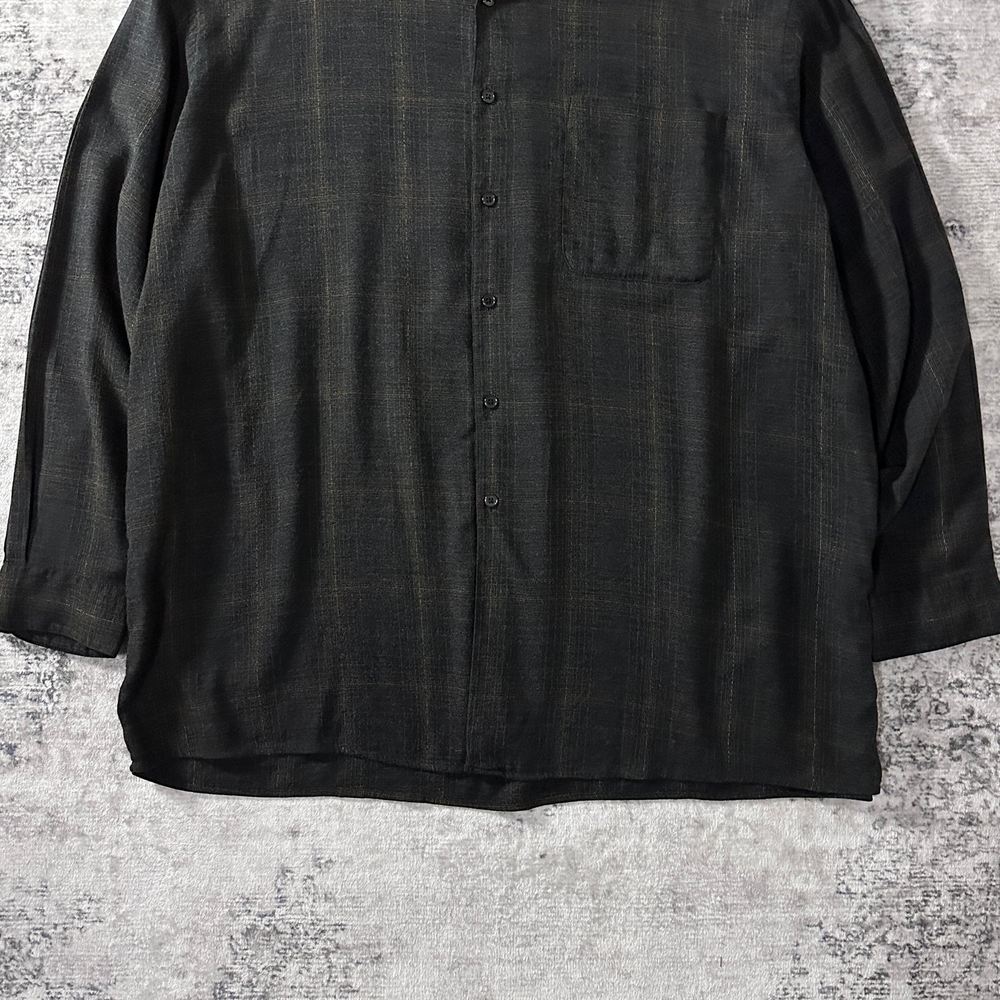 Perry Ellis Portfolio Cotton Rayon Check Shirt 2X Big Black