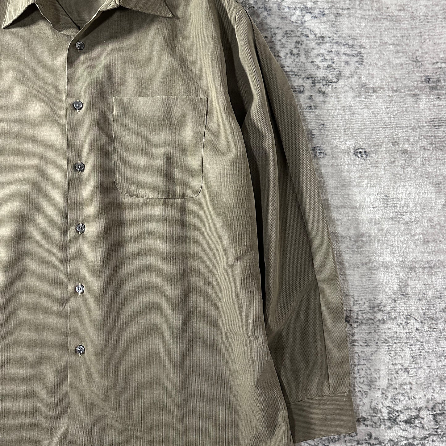 Perry Ellis Cotton Rayon Check Shirt L Olive Brown