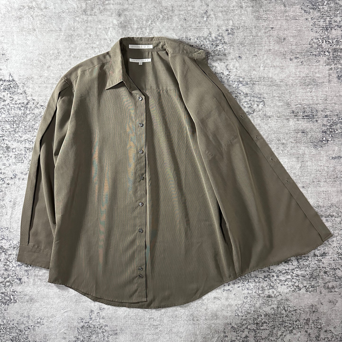 Perry Ellis Cotton Rayon Check Shirt L Olive Brown
