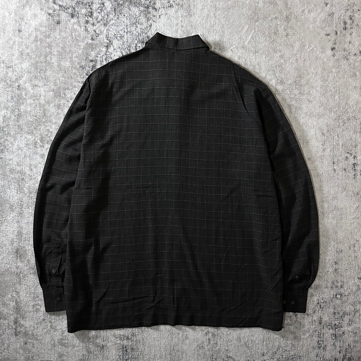 PERRY ELLIS  Rayon Black Windowpane Shirt XL