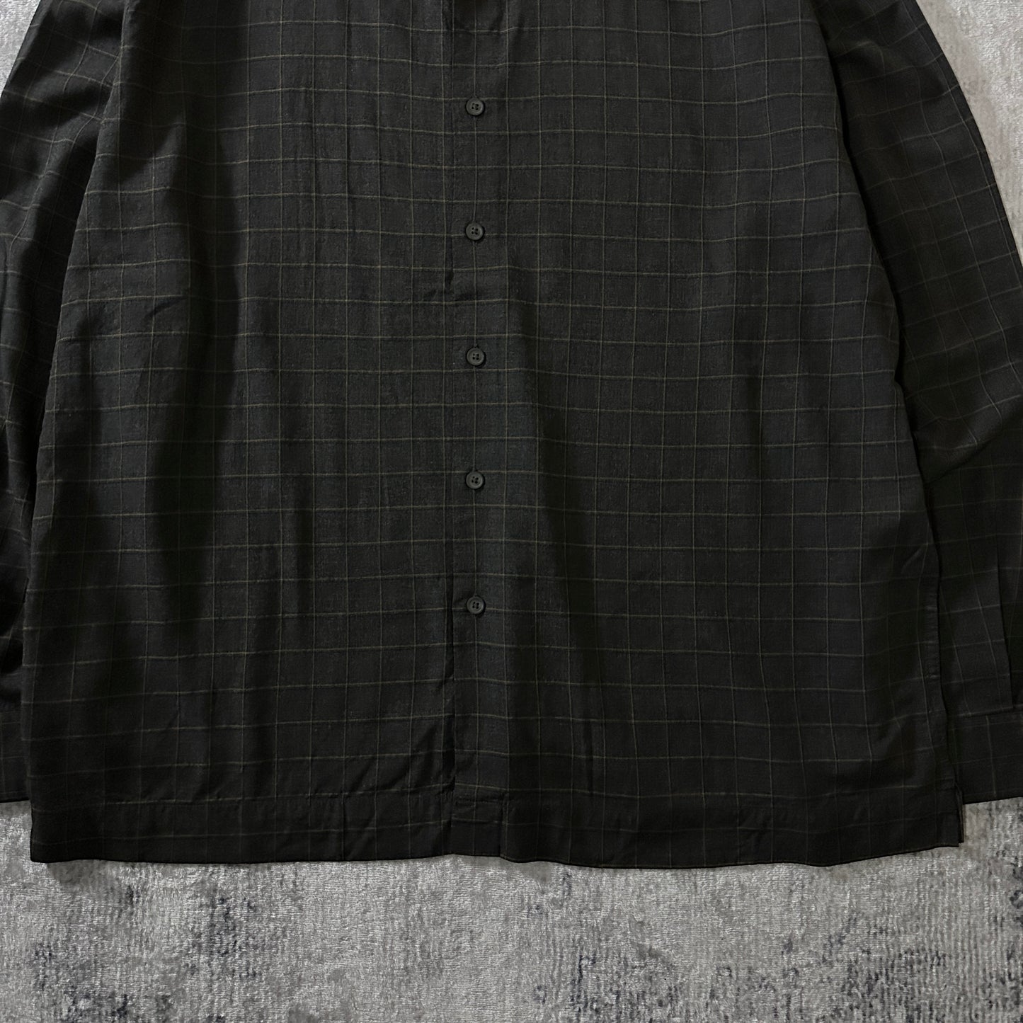PERRY ELLIS  Rayon Black Windowpane Shirt XL